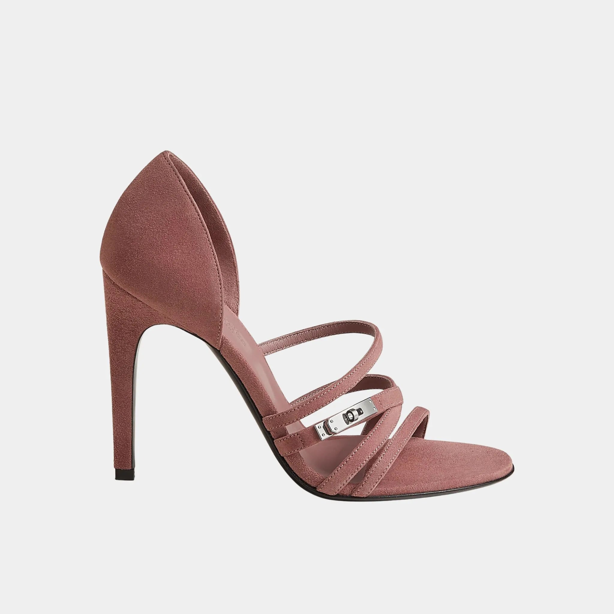 Hermes Lipstick 105 Sandal in Suede Goatskin, Rose Antique, Side