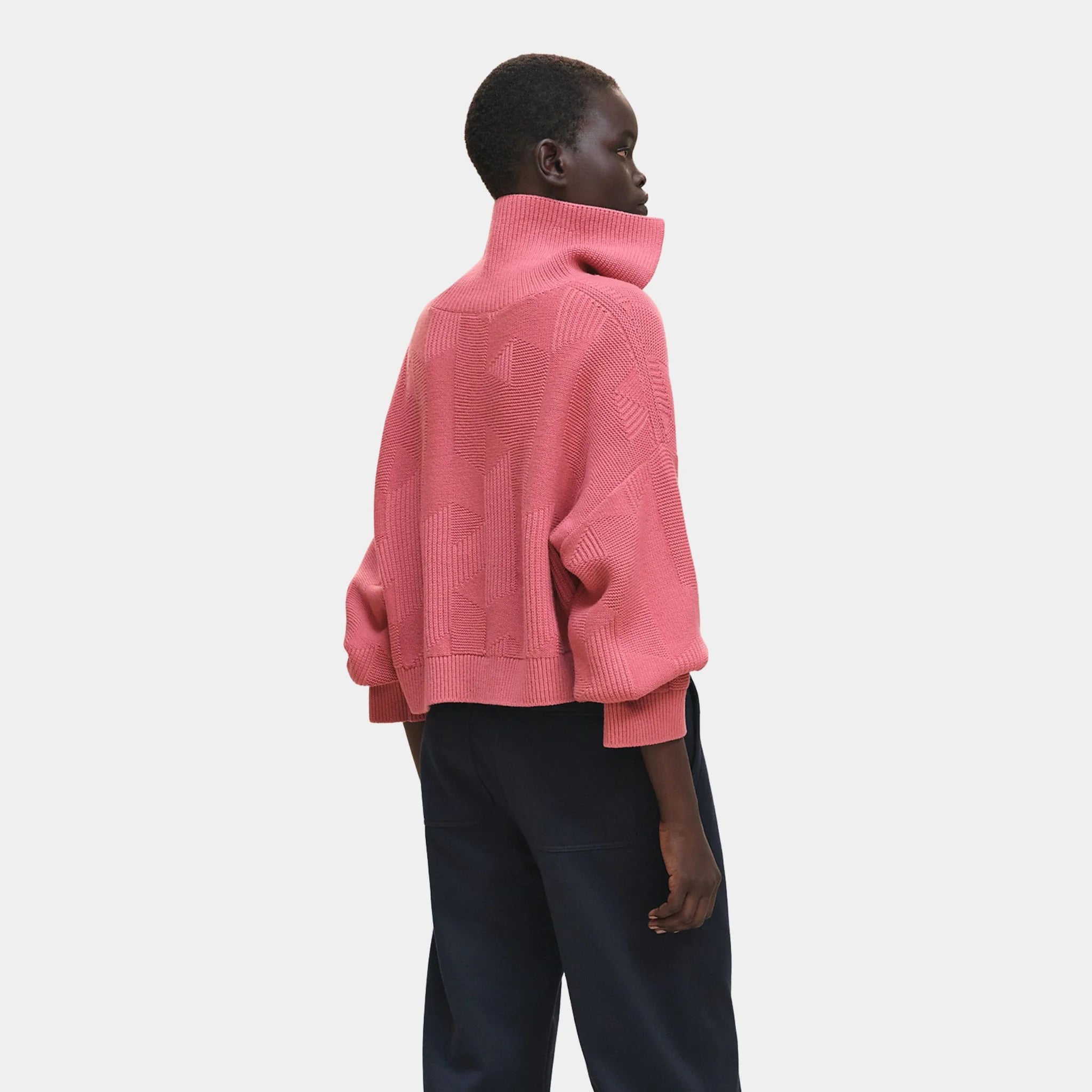 Hermes Long-sleeved H Pattern Sweater, Rose Sorbet, Back