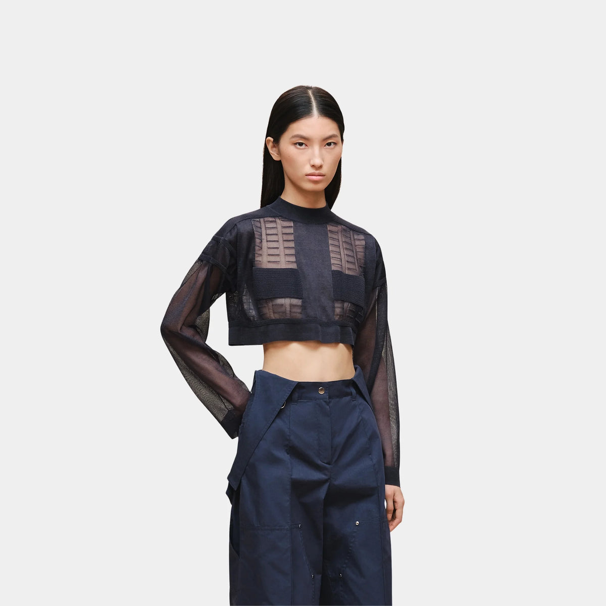 Long-sleeved Sweater in Lightweight Textured Knit