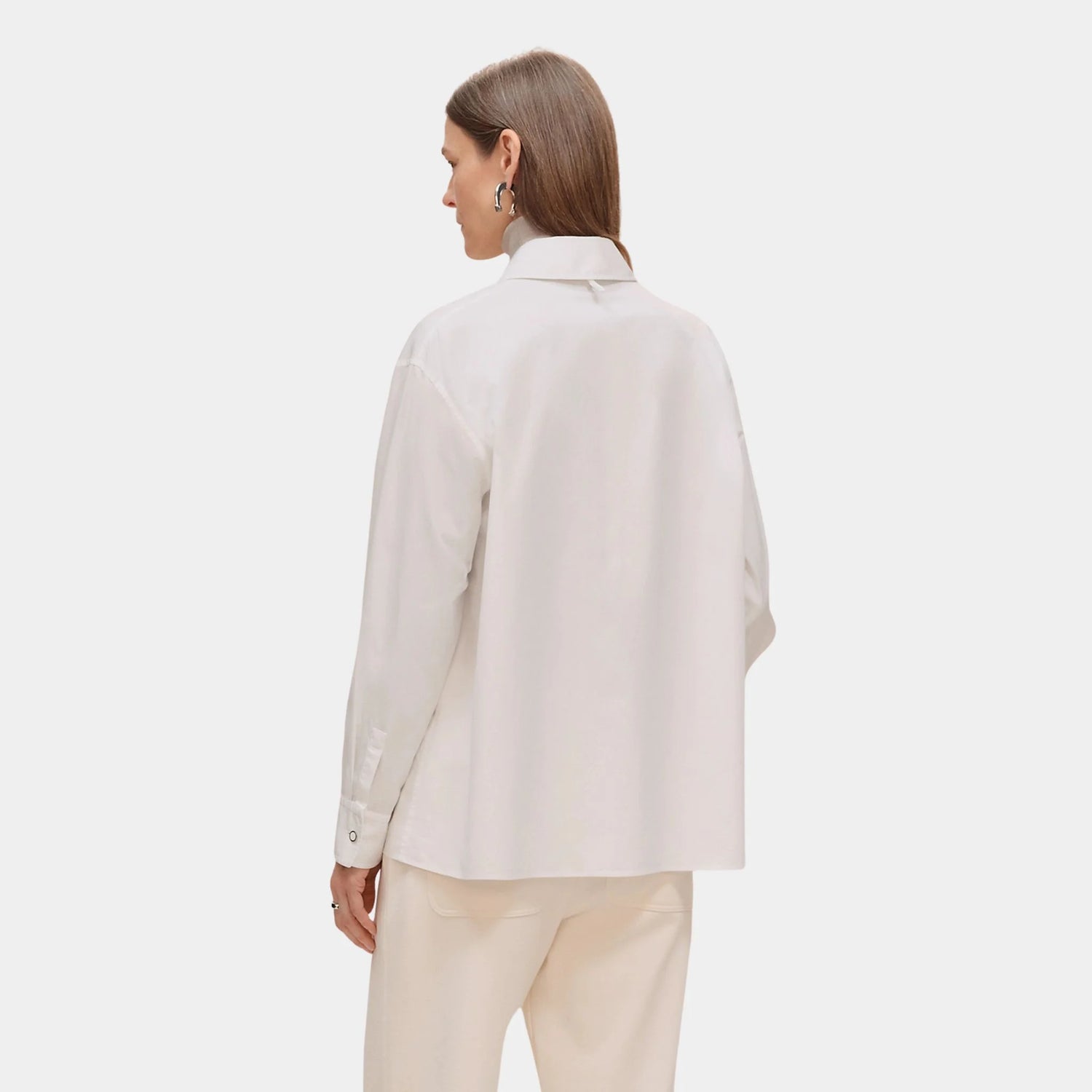 Hermes Loose-fitting Cotton Twill Shirt, Blanc, Back