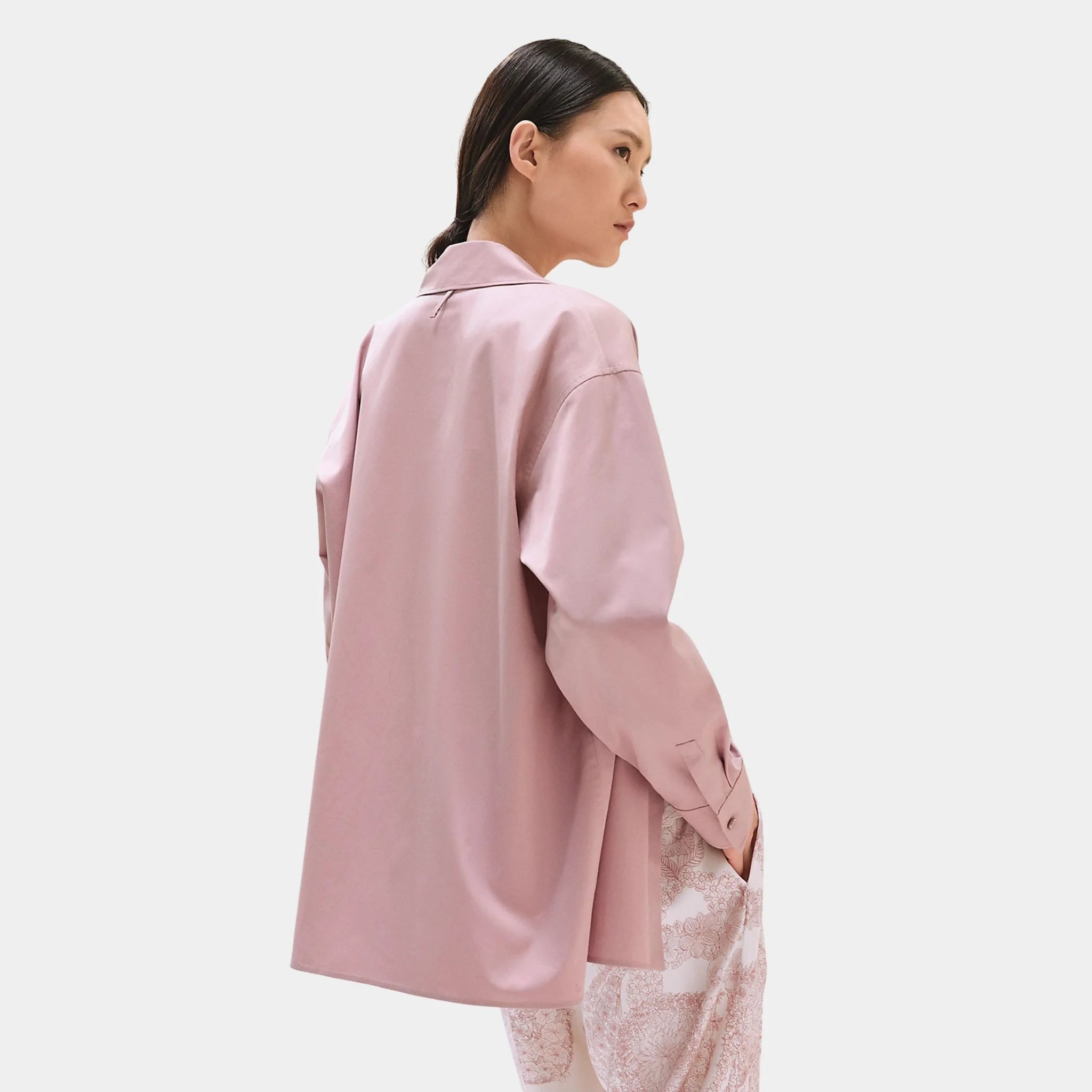 Hermes Loose-fitting Cotton Twill Shirt, Rose Cancan, Back