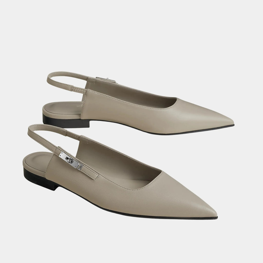 Hermes Lovely Slingbacks in Nappa Leather, Beige Galet, Front