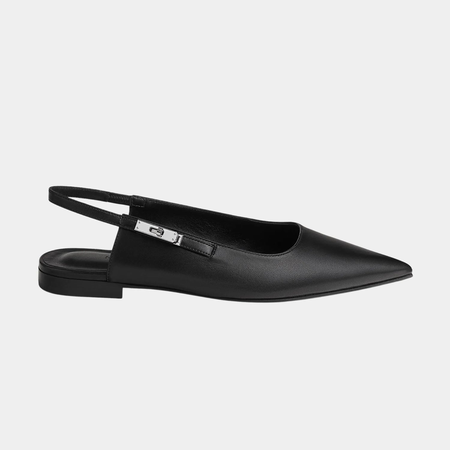 Hermes Lovely Slingbacks in Nappa Leather, Noir, Side