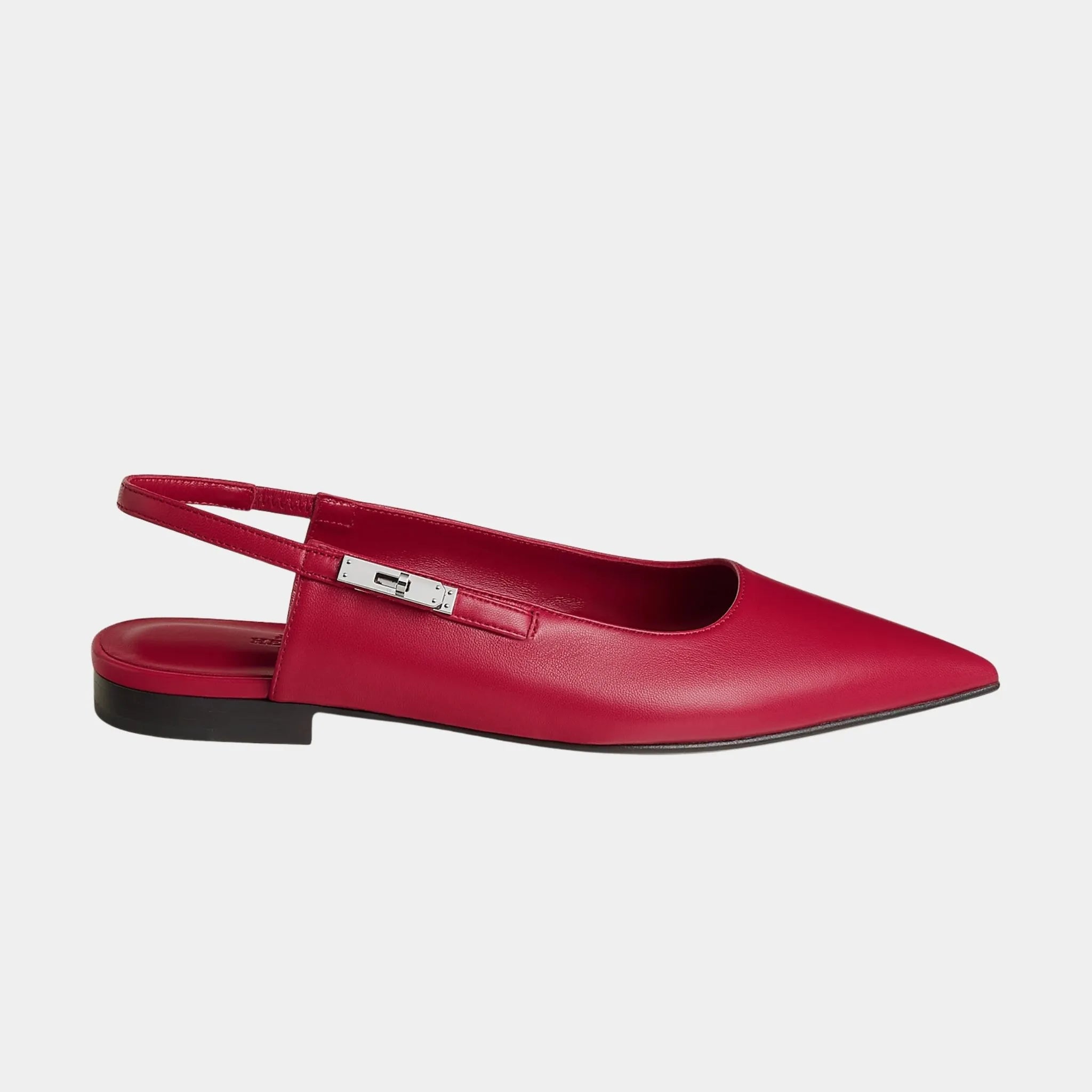Hermes Lovely Slingbacks in Nappa Leather, Rose Framboise, Side