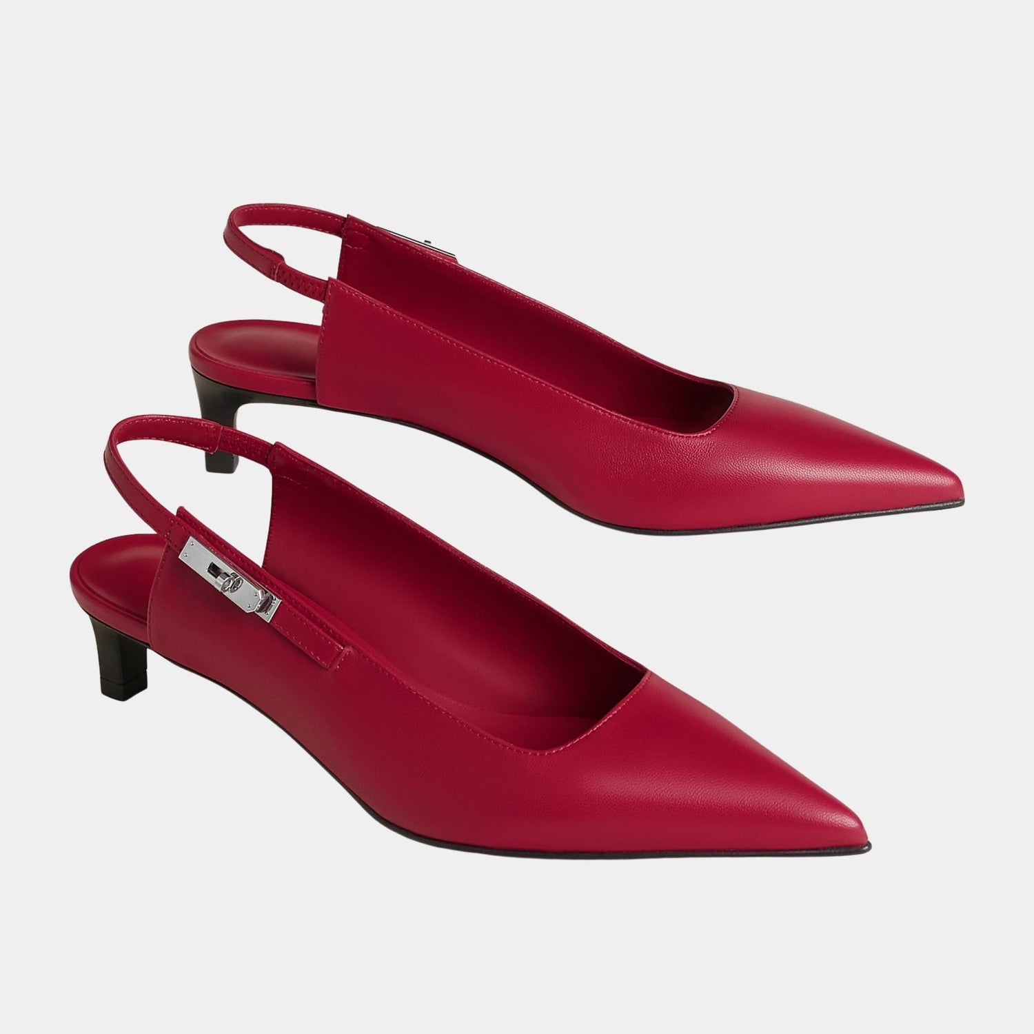 Hermes Lover 40 Slingback Pumps in Nappa Leather, Rose Frambiose, Front