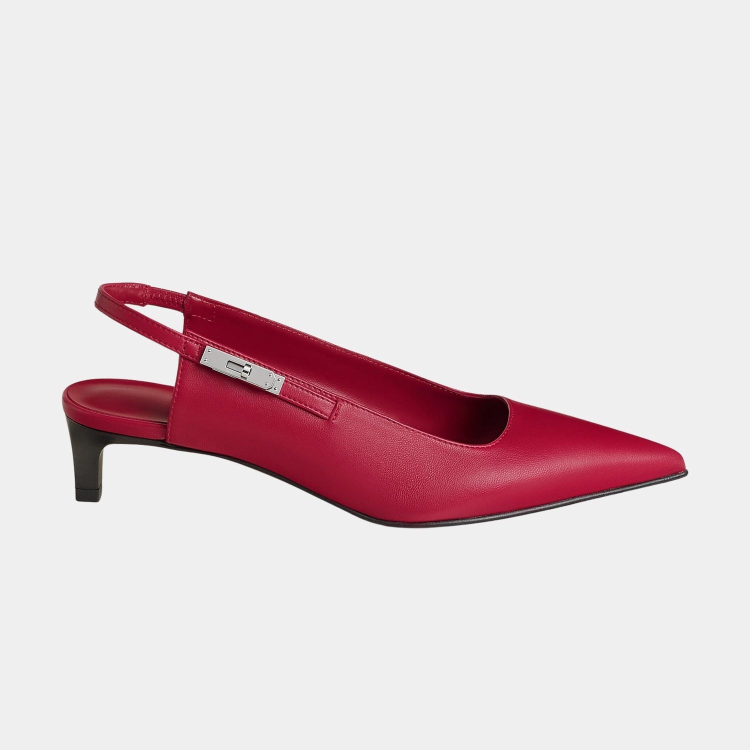 Hermes Lover 40 Slingback Pumps in Nappa Leather, Rose Frambiose, Side
