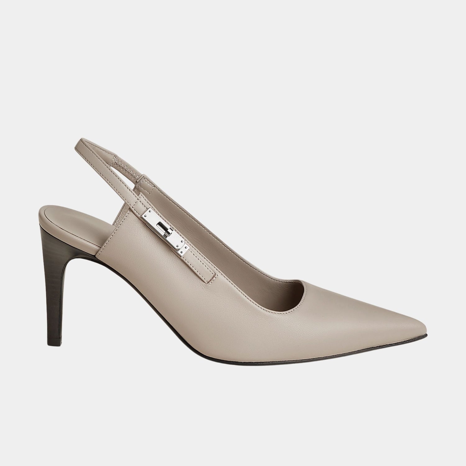 Hermes Lover 80 Pump in Nappa Leather, Beige Galet, Side