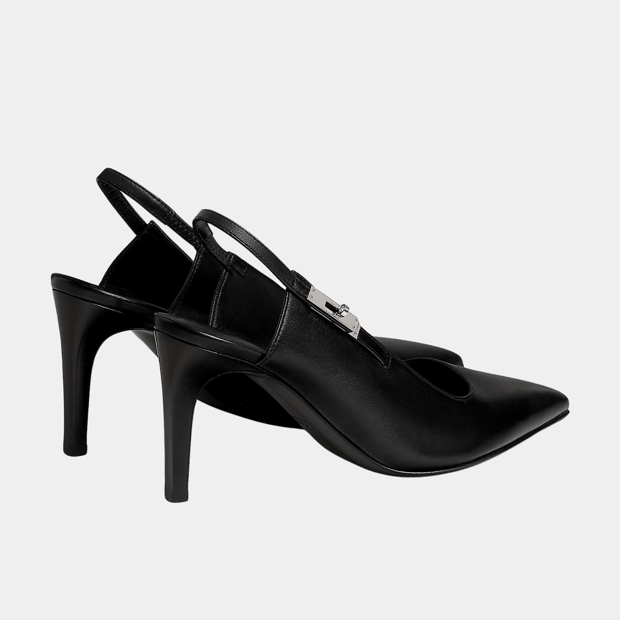 Hermes Lover 80 Pump in Nappa Leather, Noir, Back