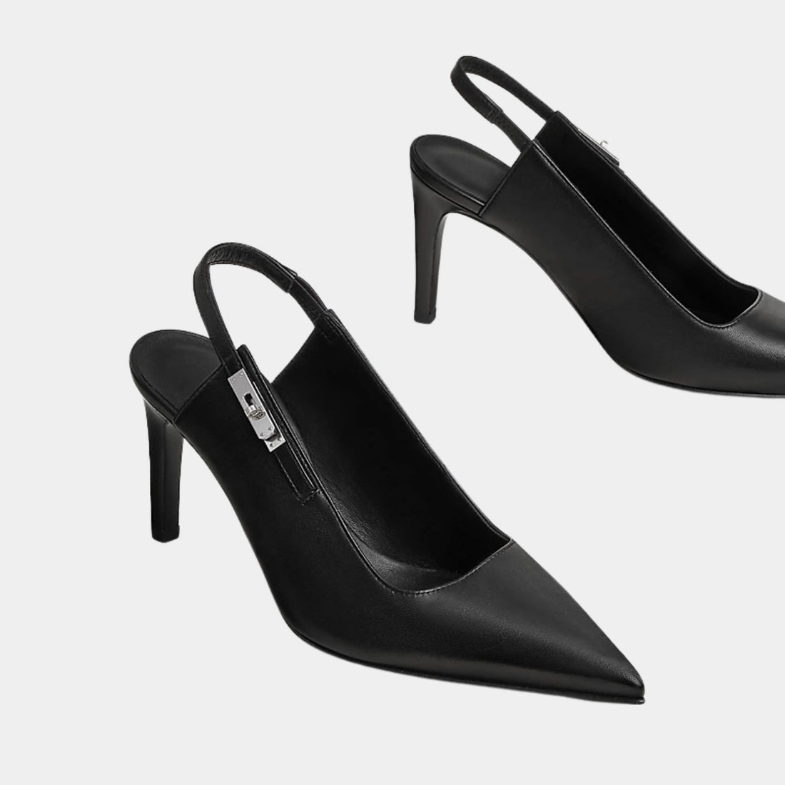 Hermes Lover 80 Pump in Nappa Leather, Noir, Front