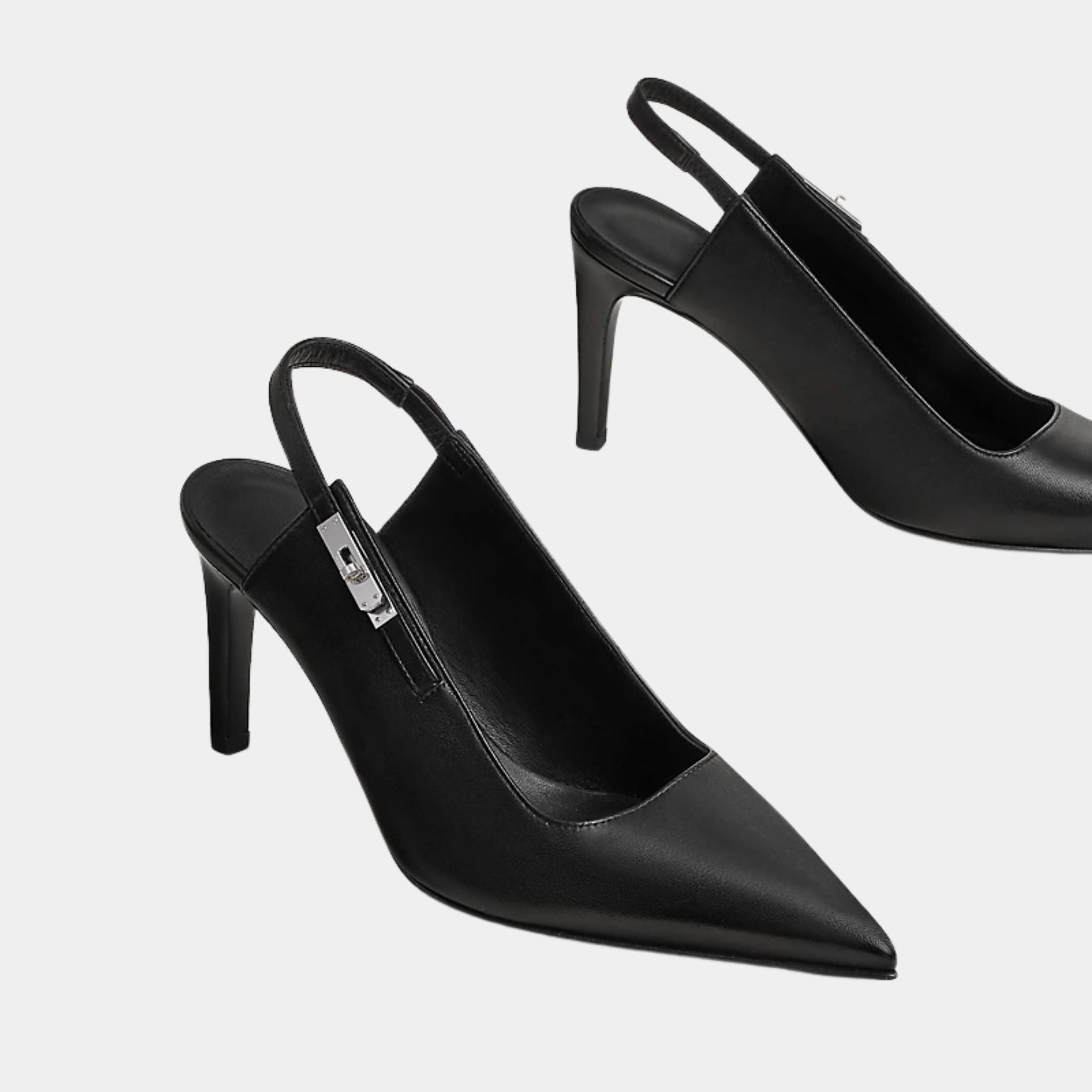 Hermes Lover 80 Pump in Nappa Leather, Noir, Front