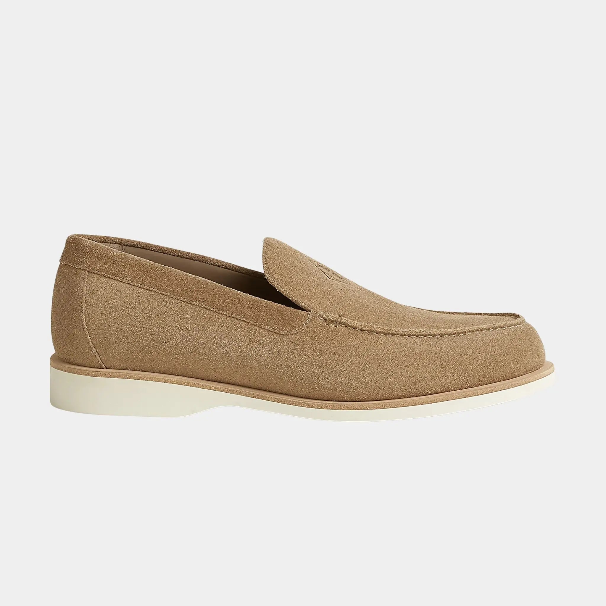 Hermes Low Loafer Suede Calfskin, Beige Sable, Side