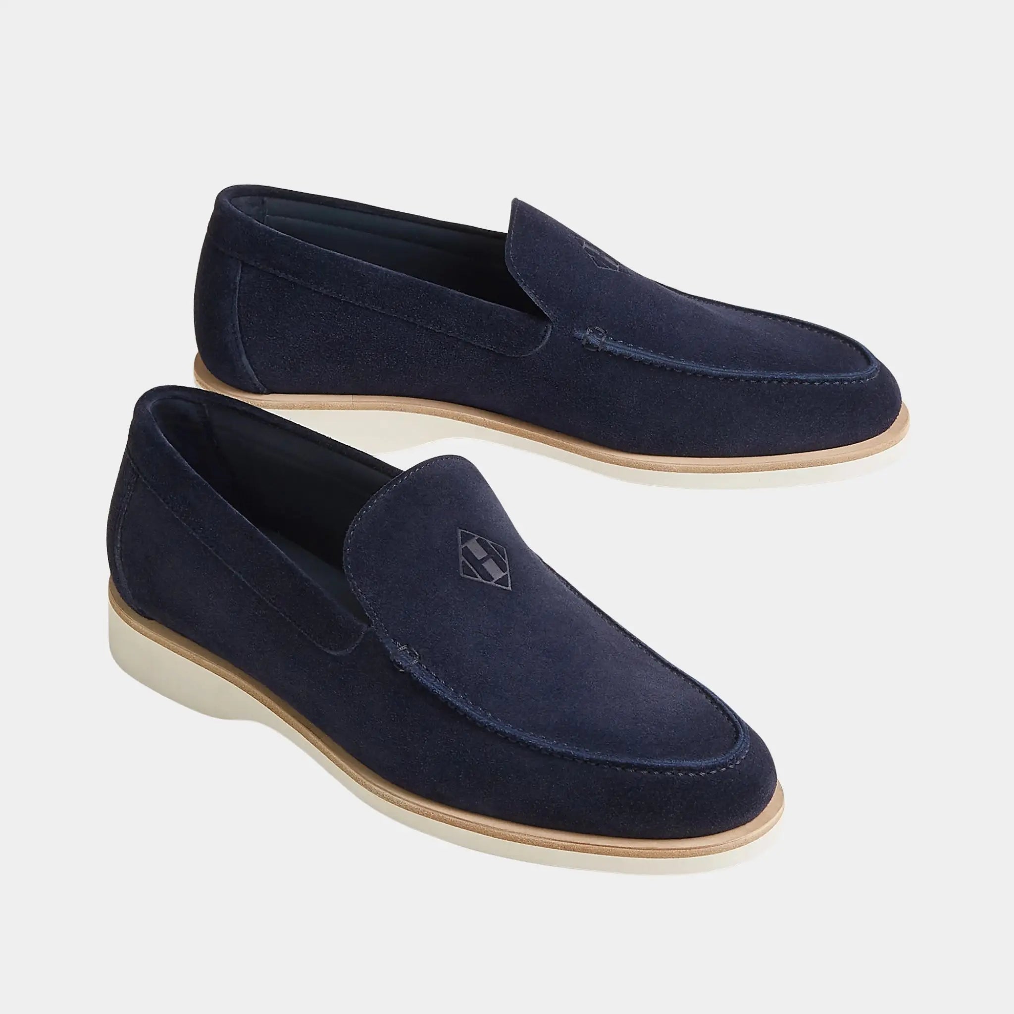 Hermes Low Loafer Suede Calfskin, Marine, Front