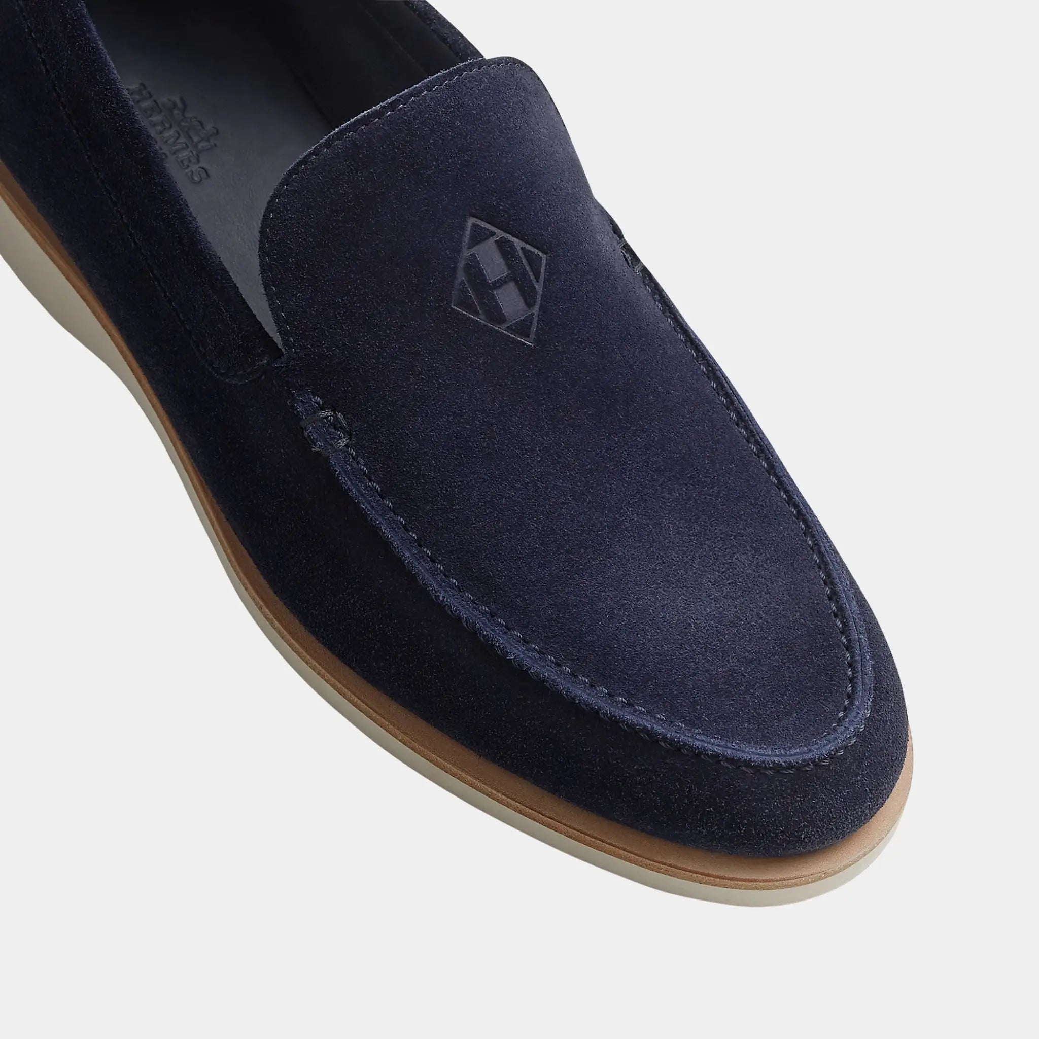 Hermes Low Loafer Suede Calfskin, Marine, Top