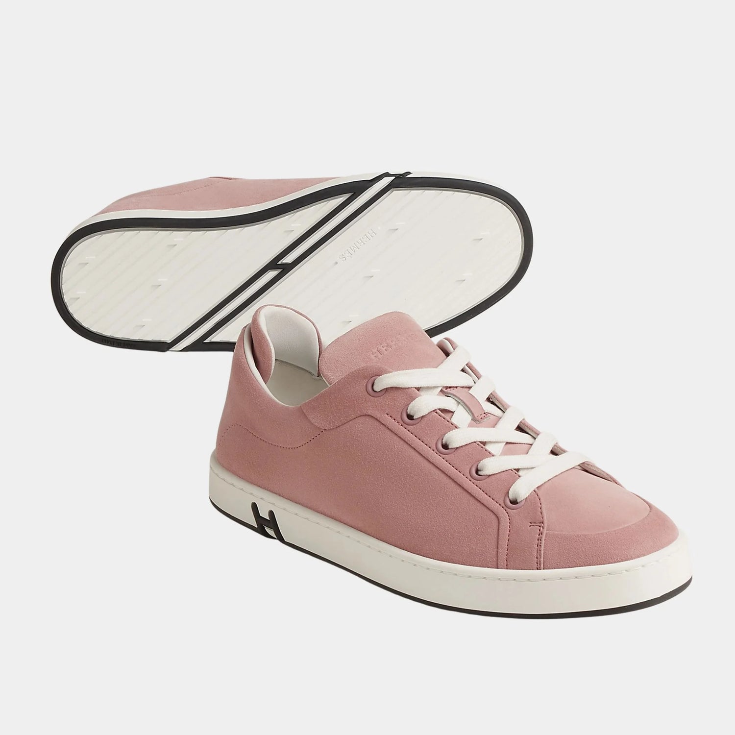 Hermes Kids Sneakers in Suede Goatskin Women, Rose Aquarelle, Front