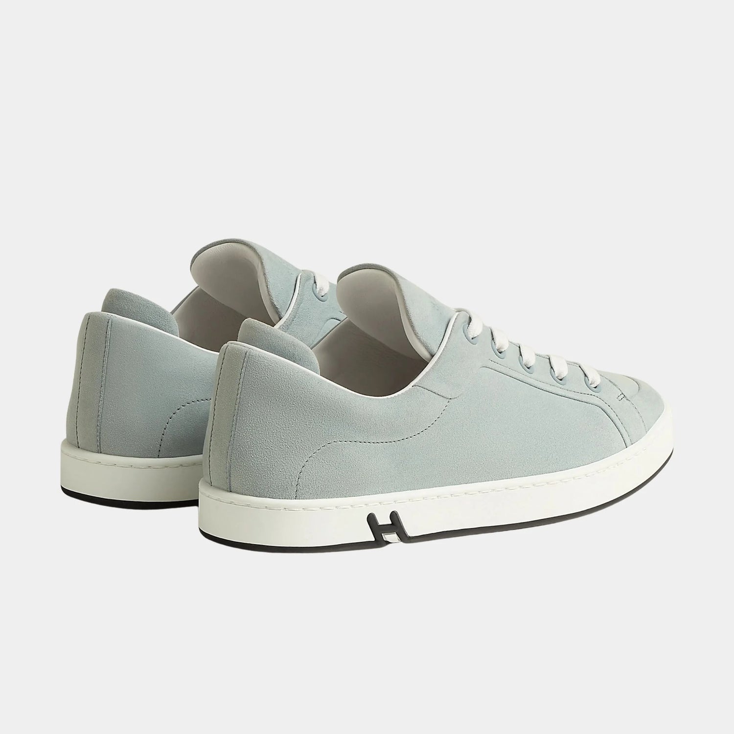 Hermes Kids Sneakers in Suede Goatskin Women, Gris Nuage, Back