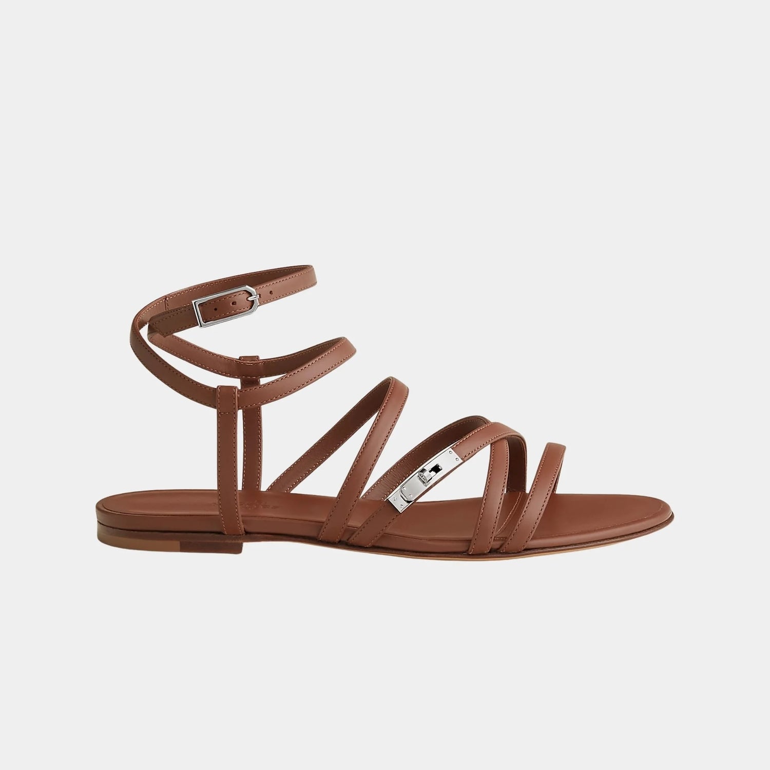 Hermes Lullaby Sandals in Calfskin, Naturel, Side