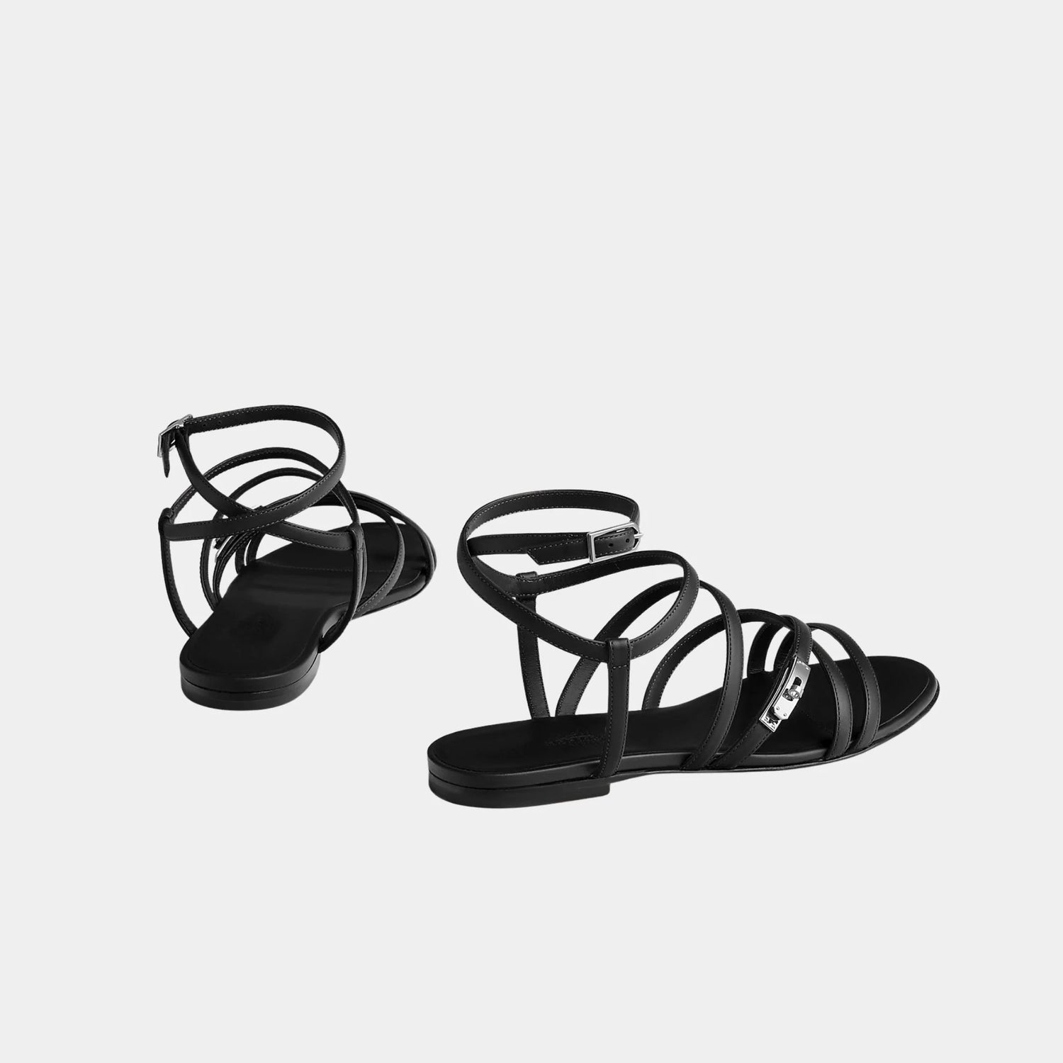 Hermes Lullaby Sandals in Calfskin, Noir, Back
