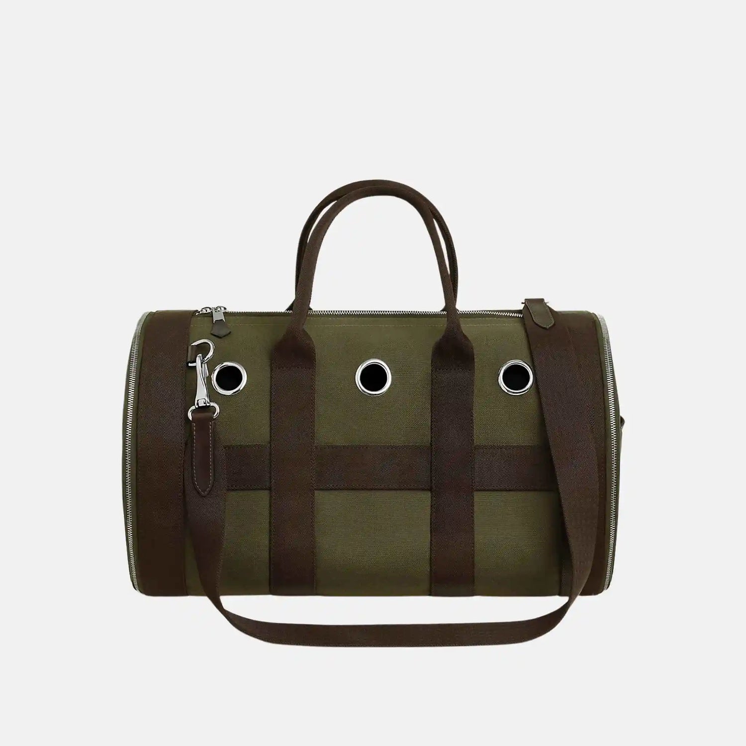 Hermes Luxury Carrying Bag For Small Dogs, Kaki, Front