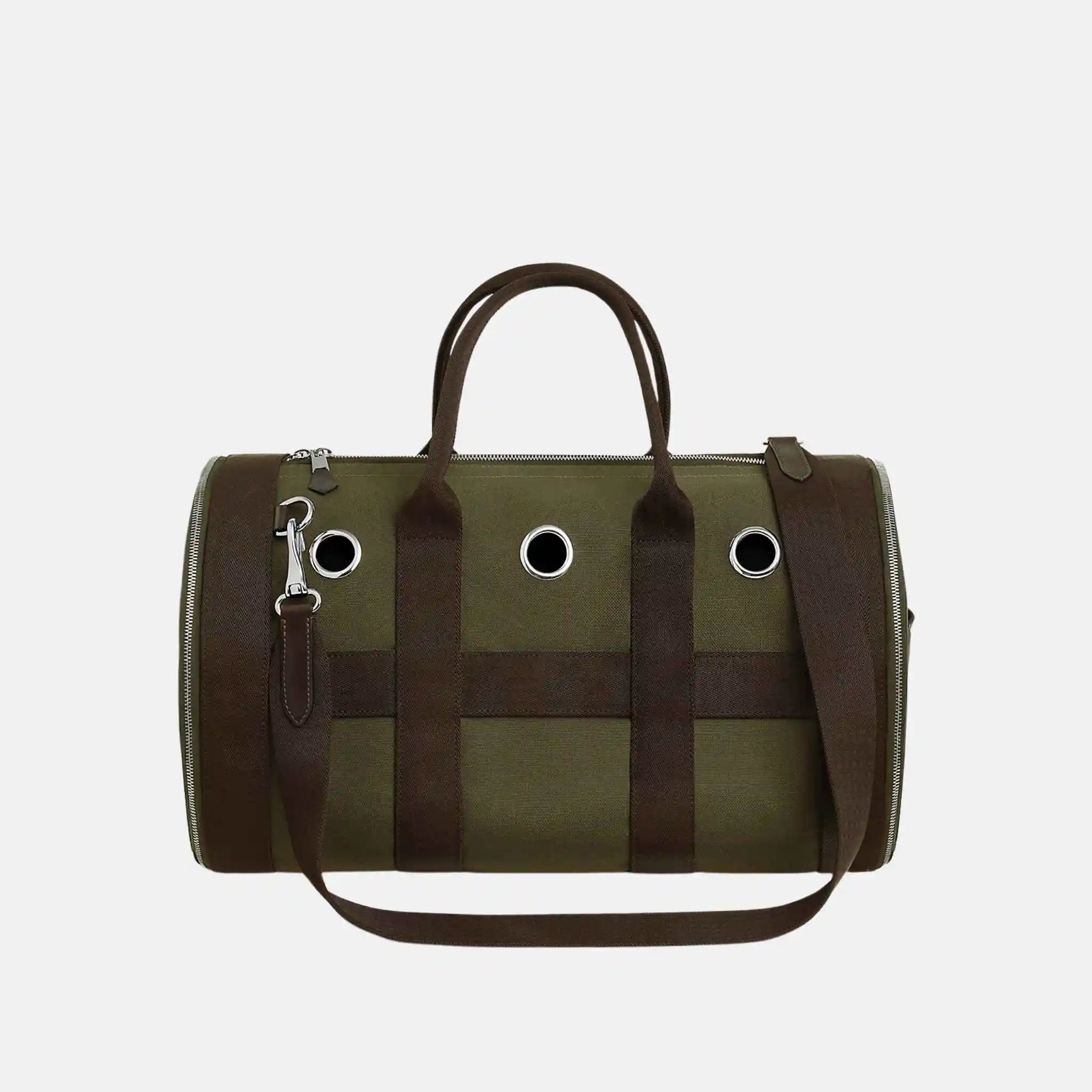 Hermes Luxury Carrying Bag For Small Dogs, Kaki, Front