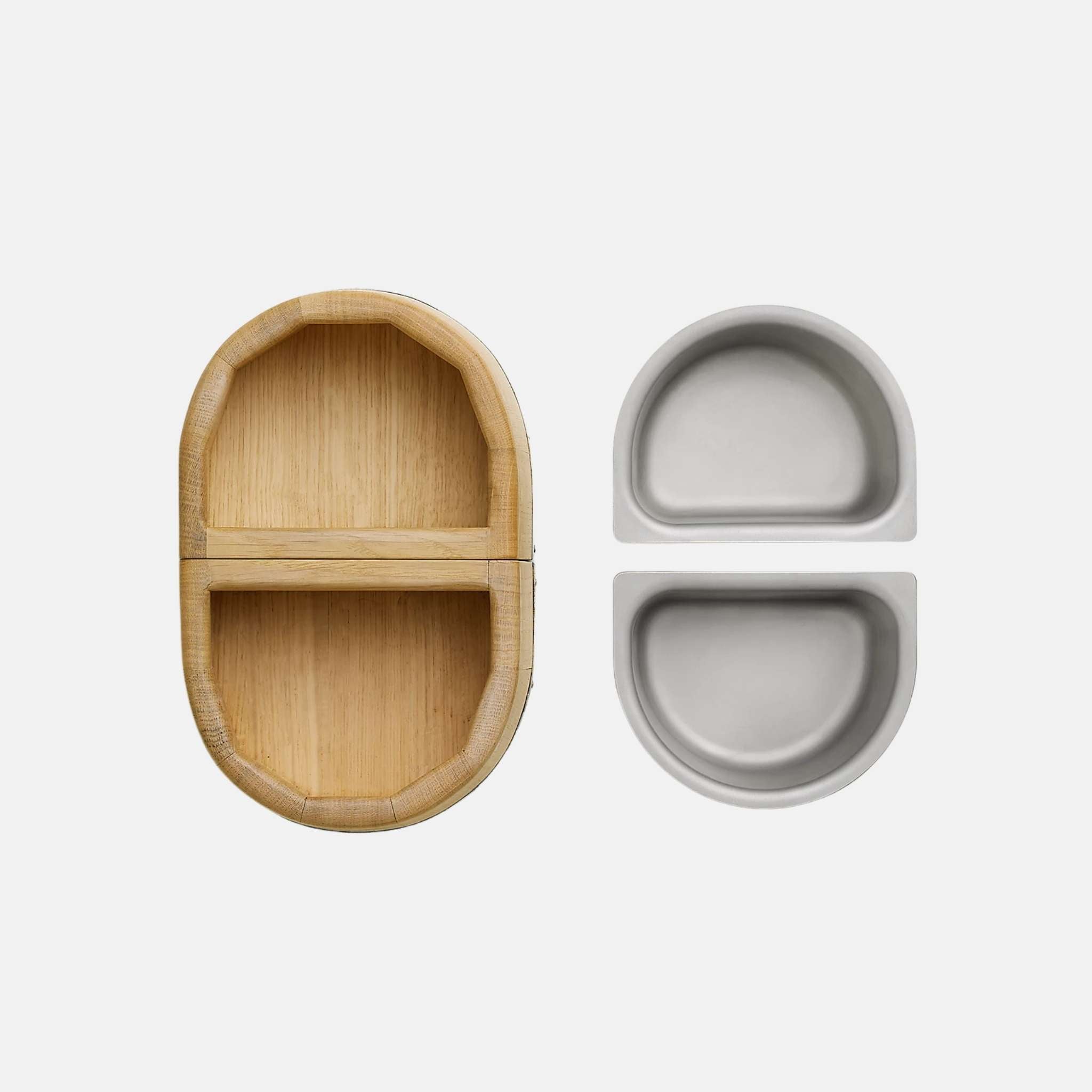 Hermes Luxury Dog Bowl In Oak Wood, Inside