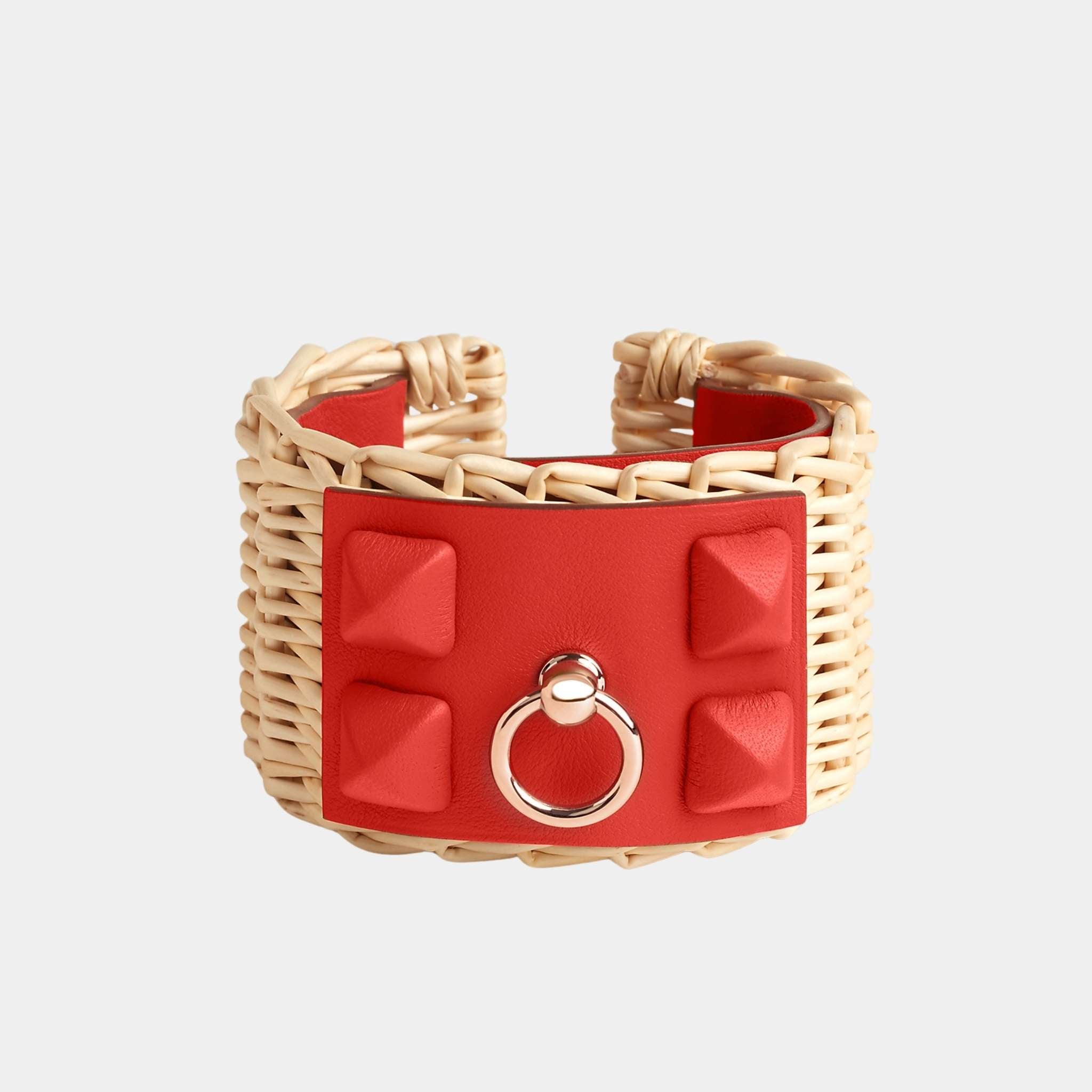 Hermes Medor Picnic Gaine Cuff Bracelet Rose Gold Plated
