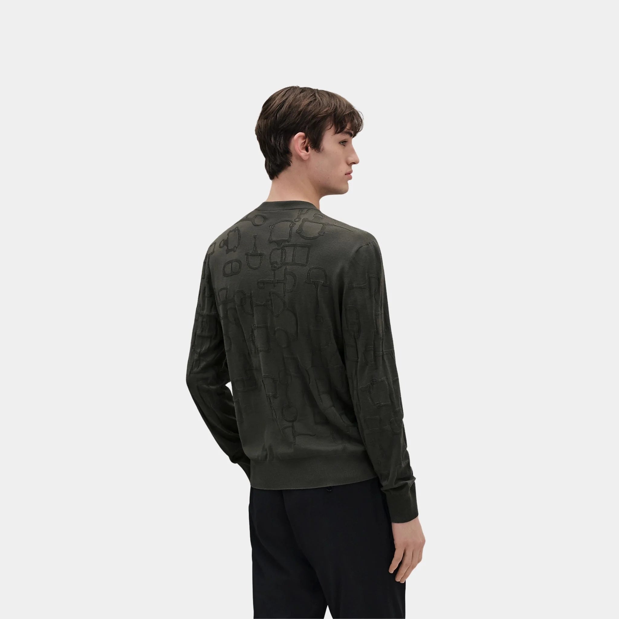 Hermes Méli-Mors Intégrale Round Neck Sweater, Bronze, Back