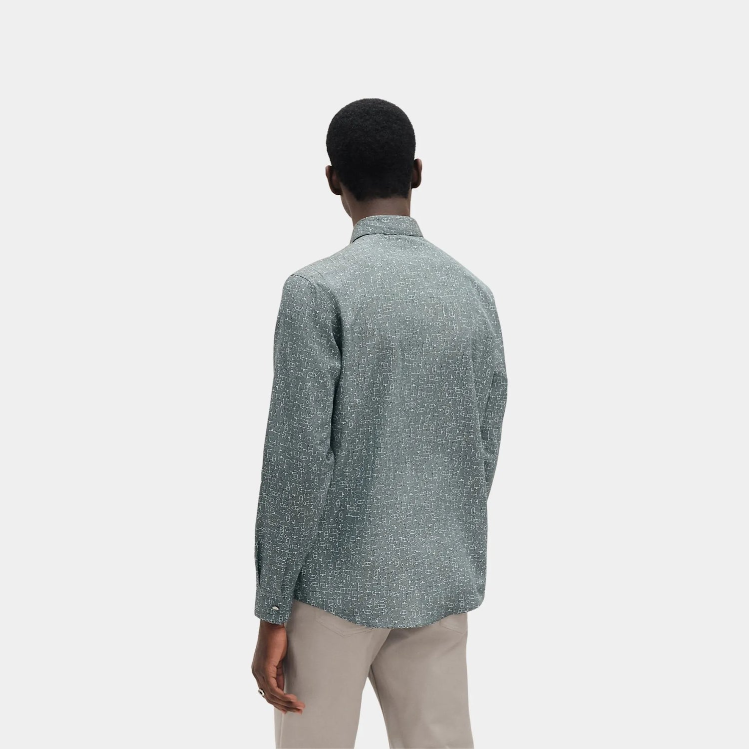 Hermes Meli-Mors Straight-body Shirt in Silk and Cotton, Bronze, Back