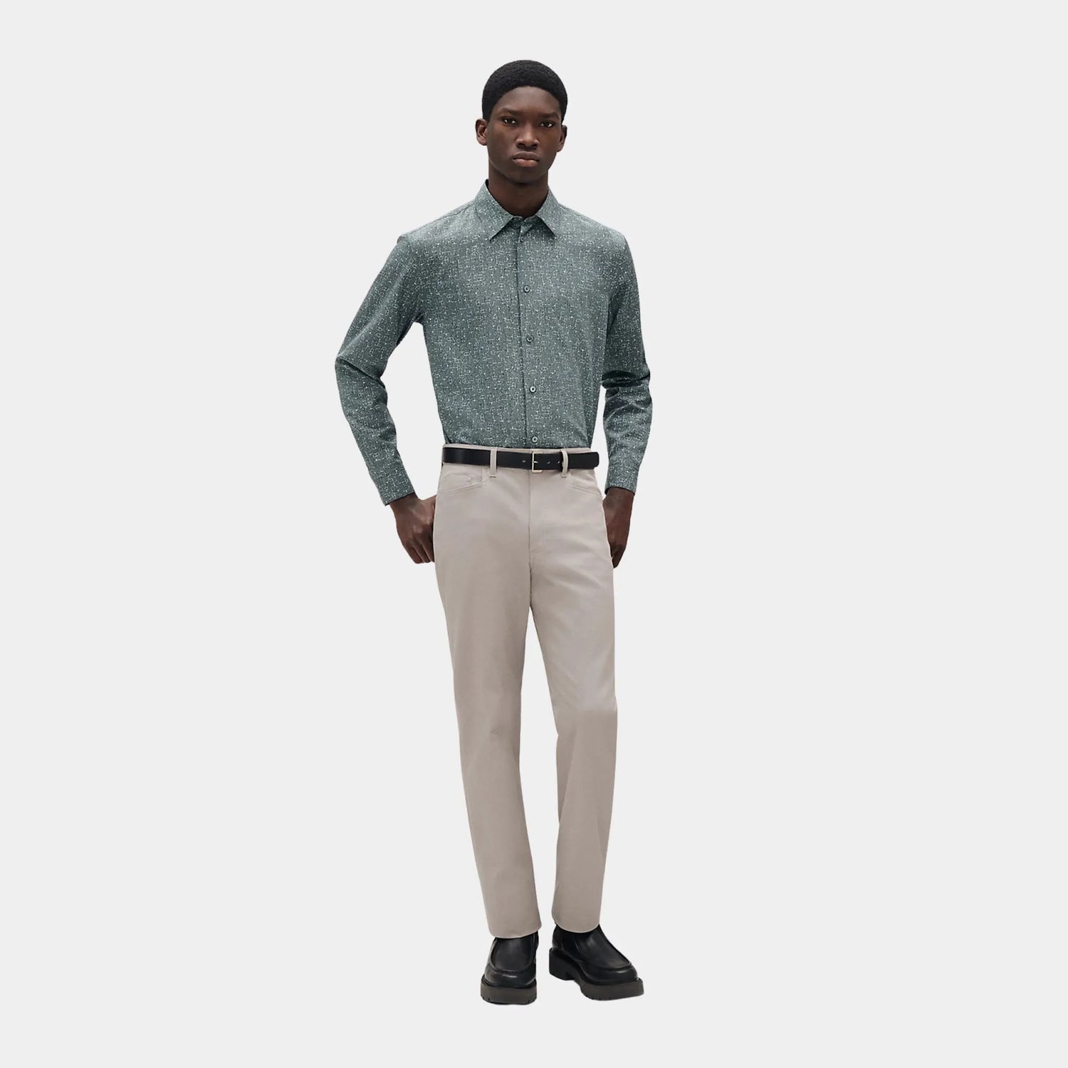 Hermes Meli-Mors Straight-body Shirt in Silk and Cotton, Bronze, Front