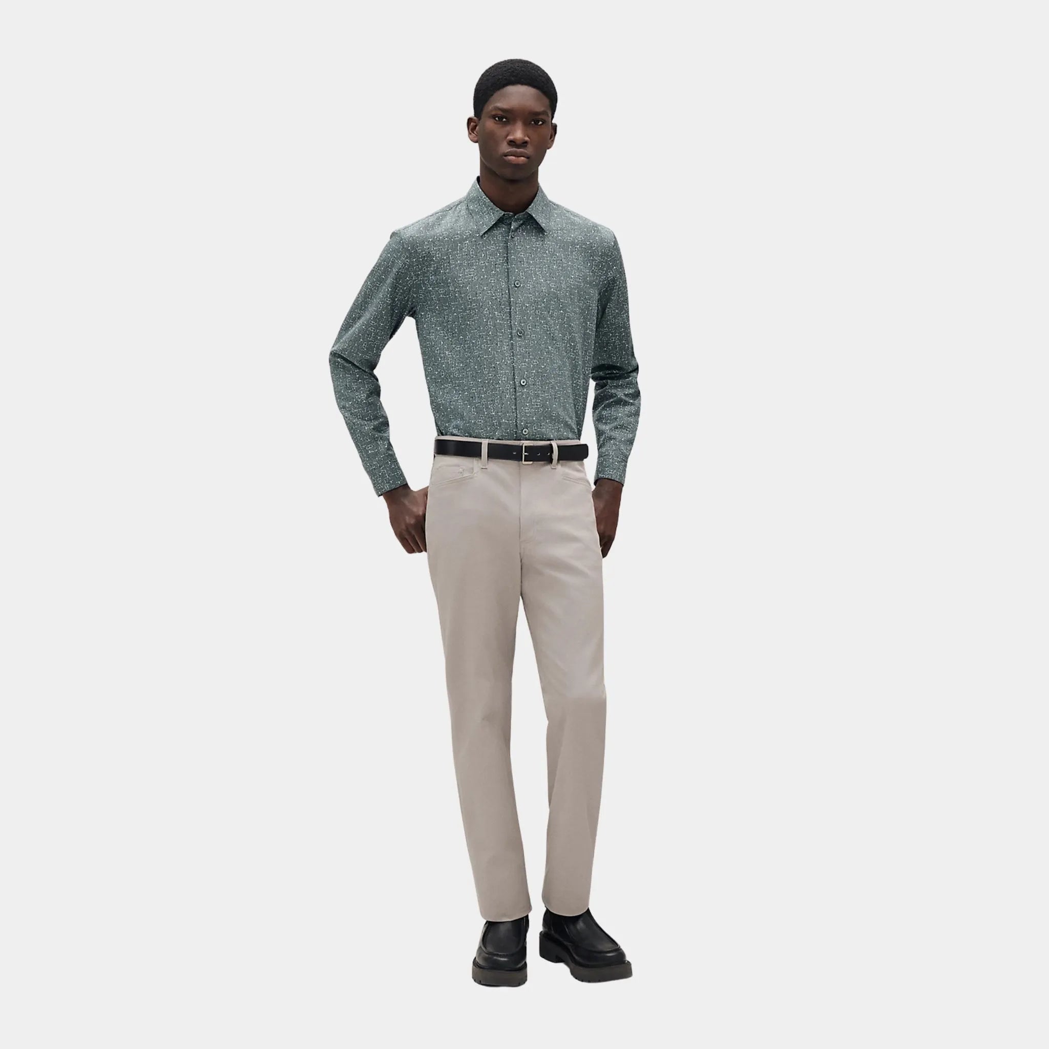 Hermes Meli-Mors Straight-body Shirt in Silk and Cotton, Bronze, Front