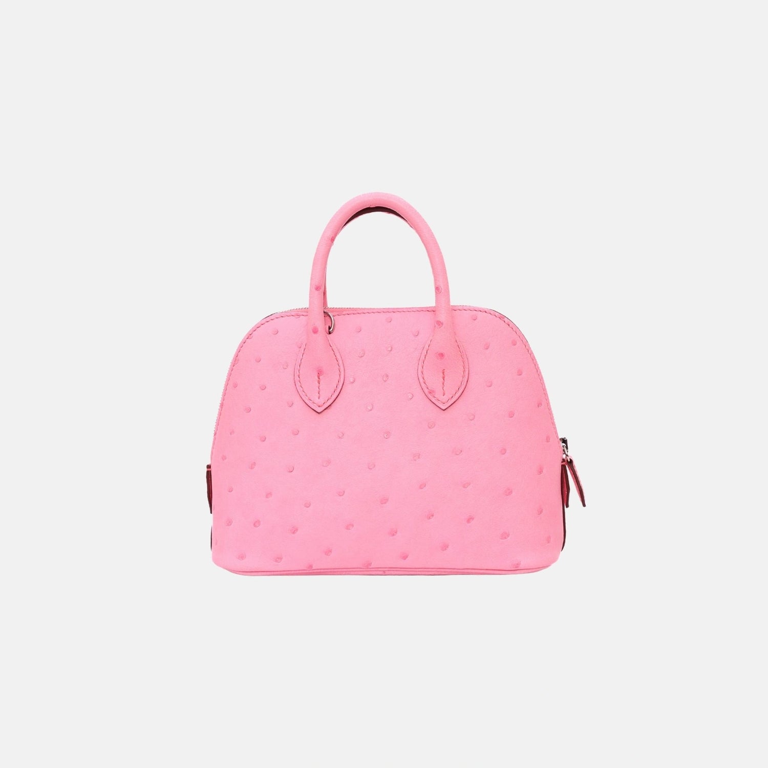 Hermes Mini Bolide Rose Bubblegum Ostrich PHW, Front