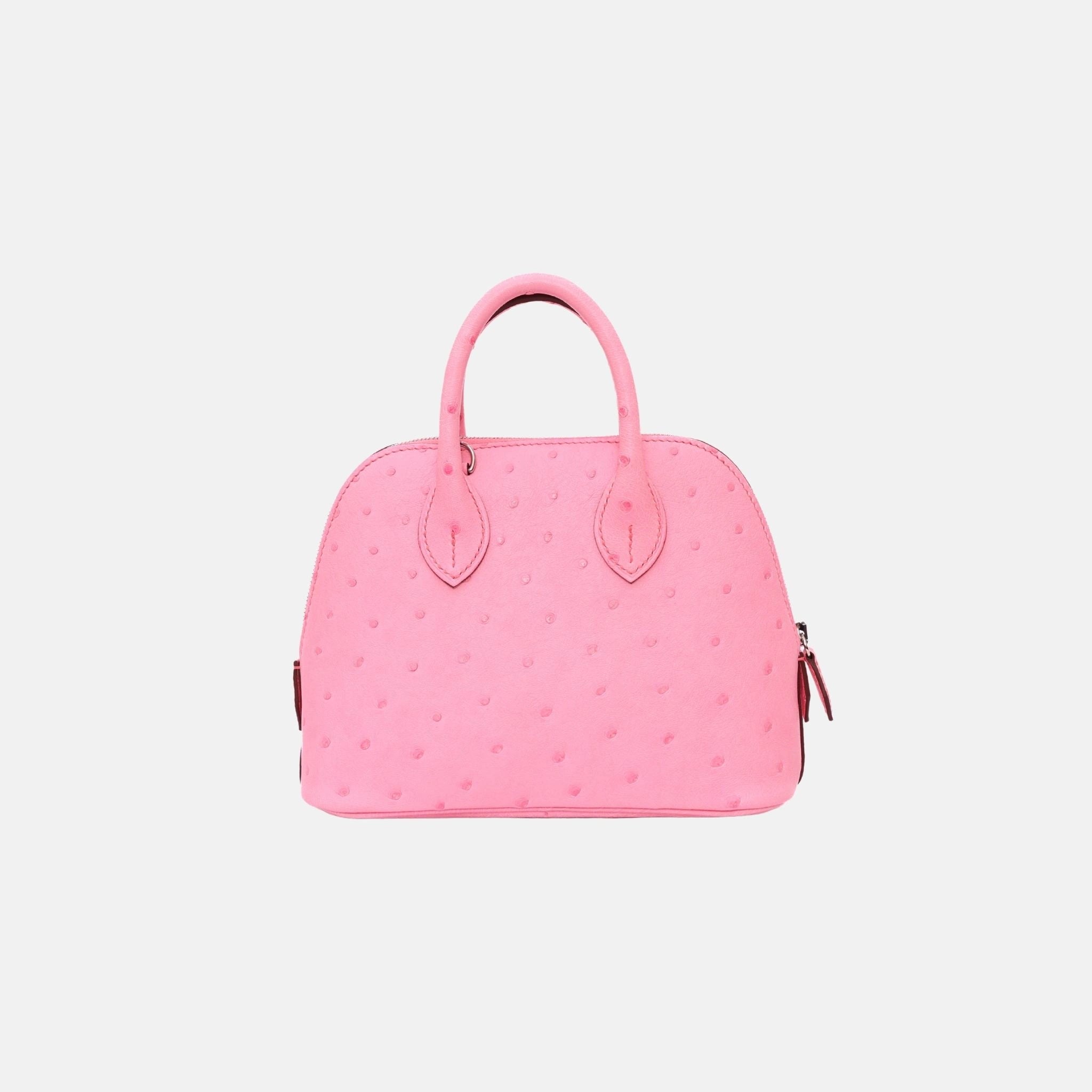 Hermes Mini Bolide Rose Bubblegum Ostrich PHW, Front