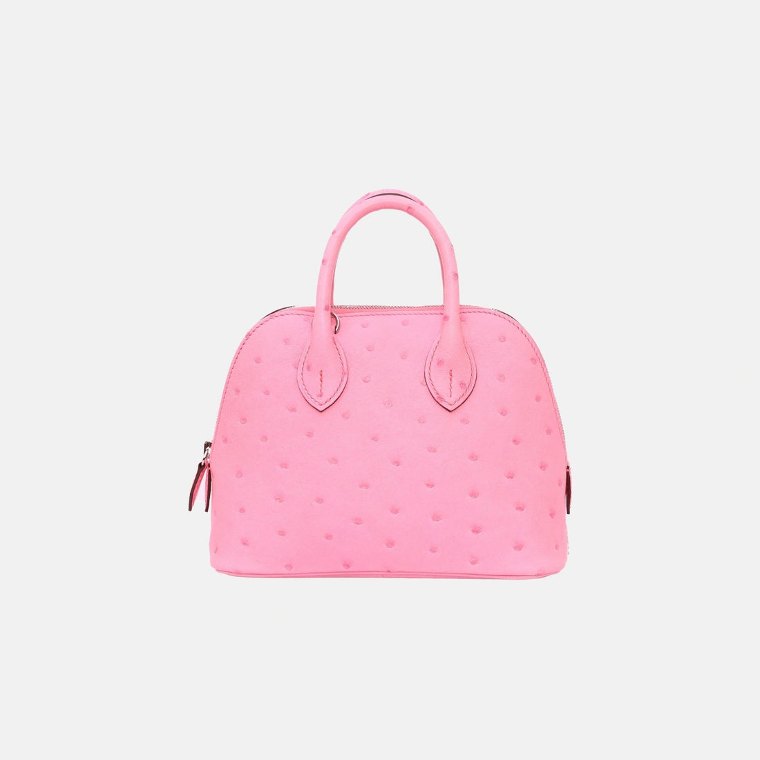 Hermes Mini Bolide بلون روز Bubblegum من جلد النعام مع PHW، من الخلف