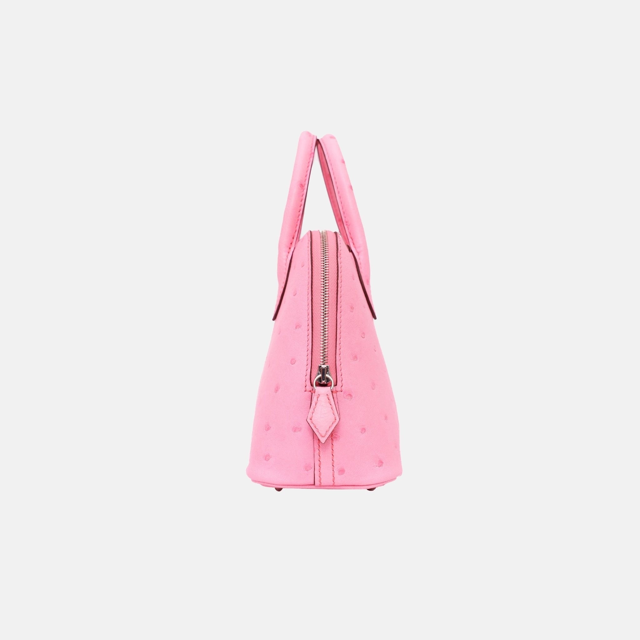 Hermes Mini Bolide Rose Bubblegum Ostrich PHW, Side