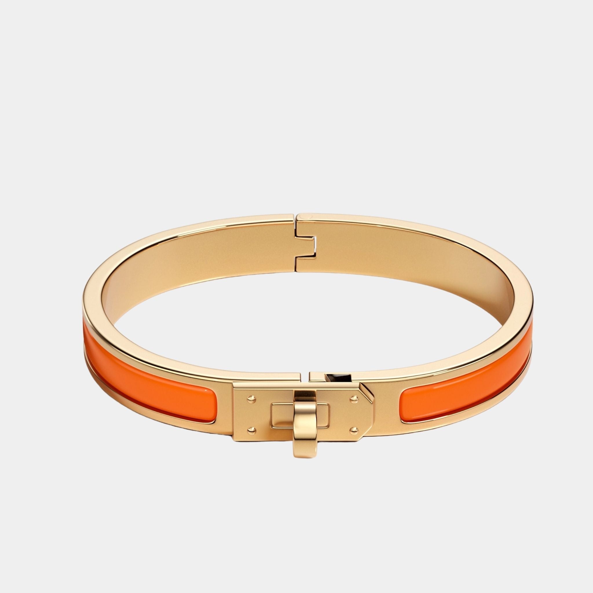 Hermes Mini Clic Kelly Bracelet Gold Plated, Orange