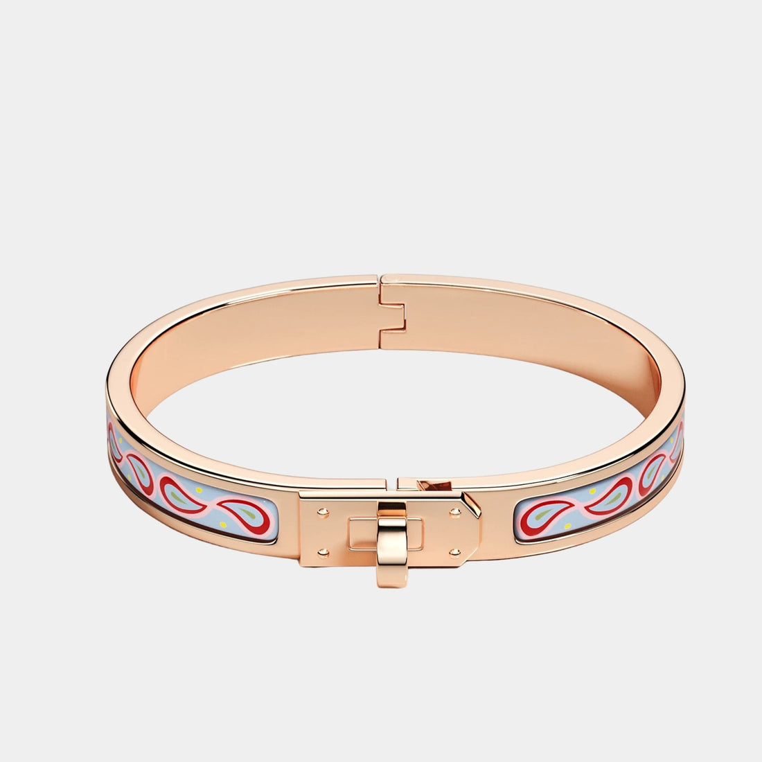 Hermes Mini Clic Kelly Palmettes Composees Bracelet Rose Gold Plated, Front