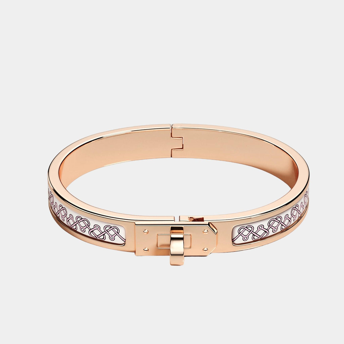 Hermes Mini Clic Kelly Petits Coeurs Bracelet Rose Gold Plated, Aube