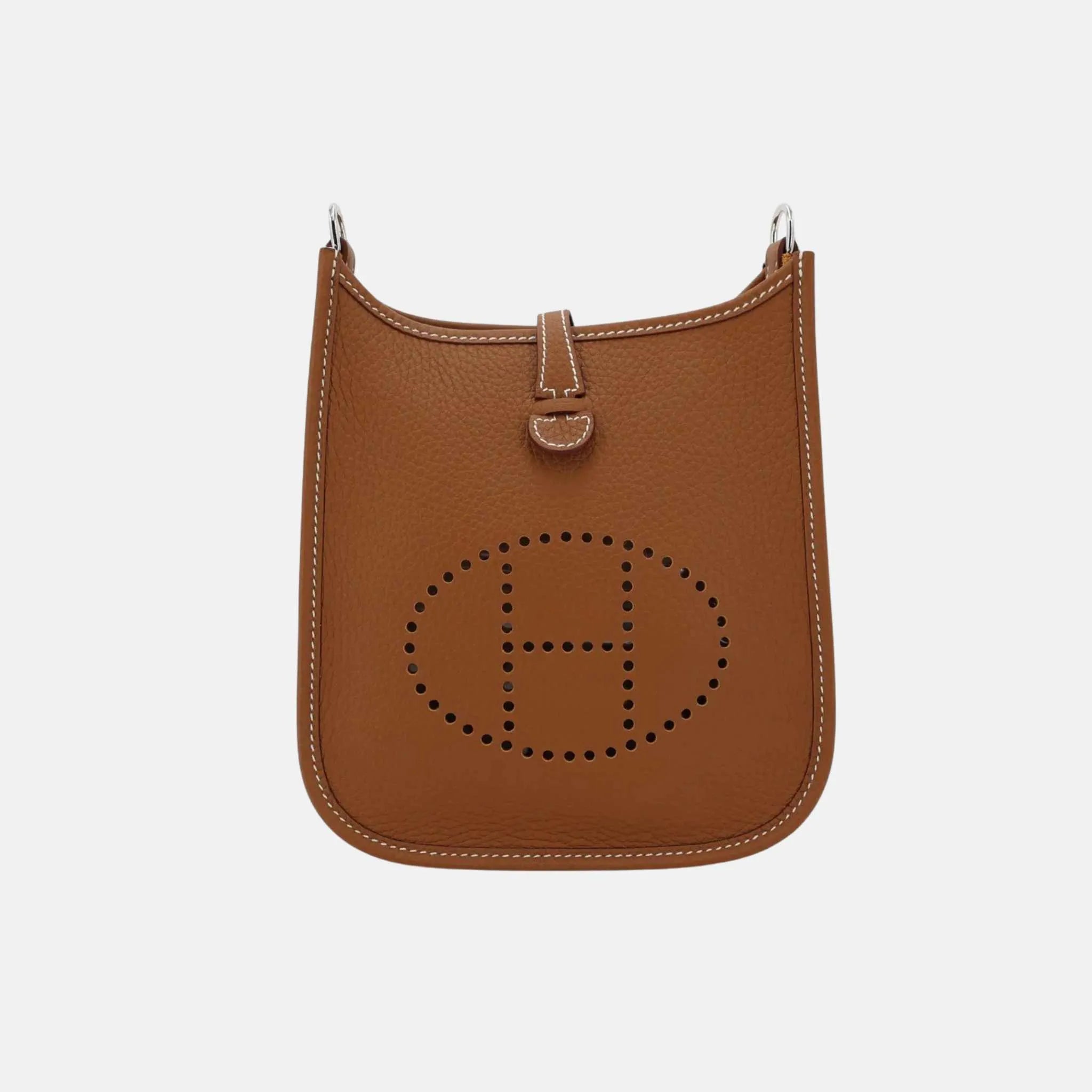 Hermes Mini Evelyne TPM Amazone 112 Clemence Wool Gold PHW, Front