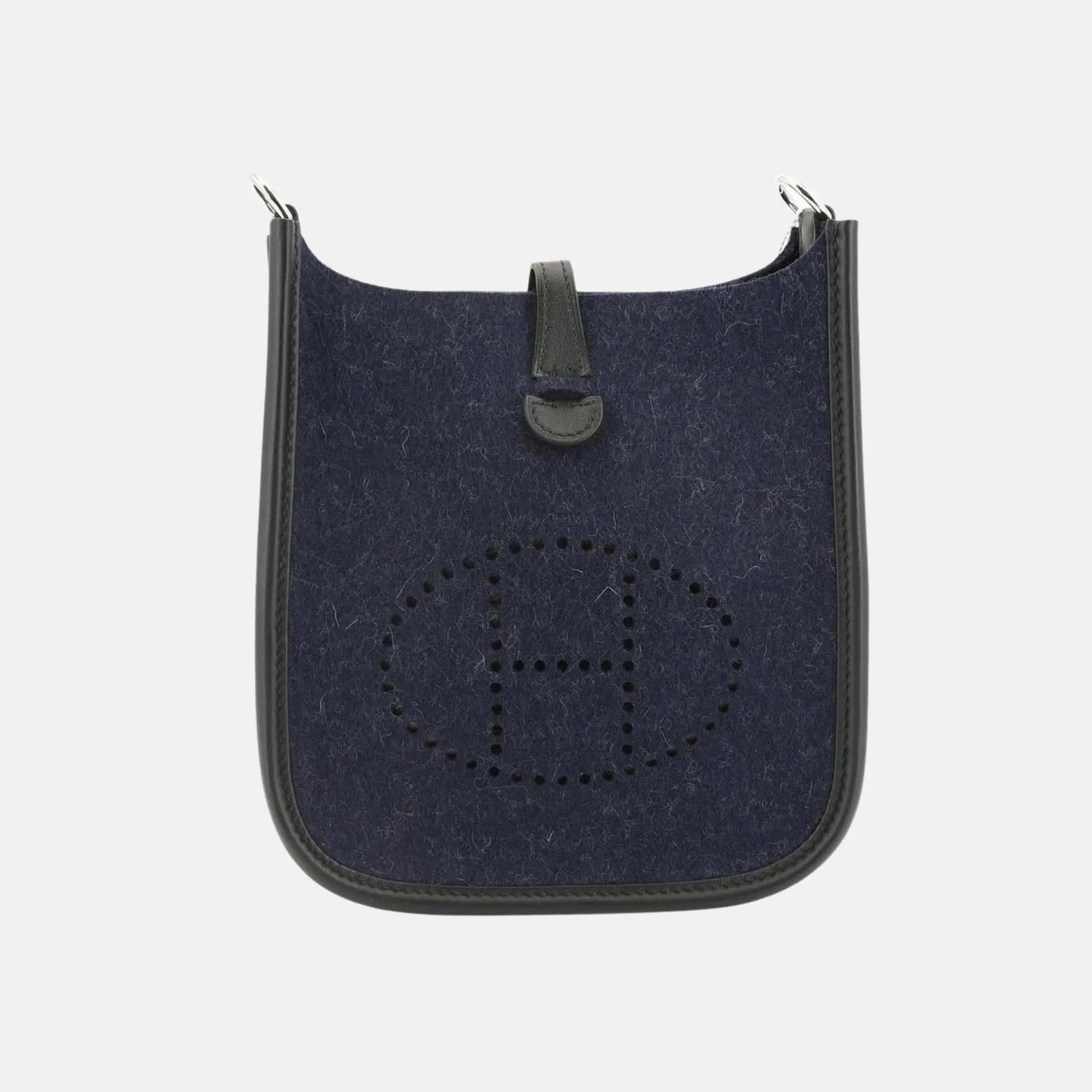 Hermes Mini Evelyne TPM Amazone 112 Swift/Feutre Bleu Nuit - Black PHW, Front