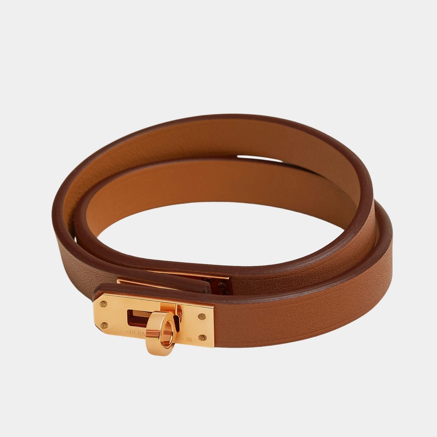 Hermes Mini Kelly Double Tour Bracelet Swift Calfskin, Gold