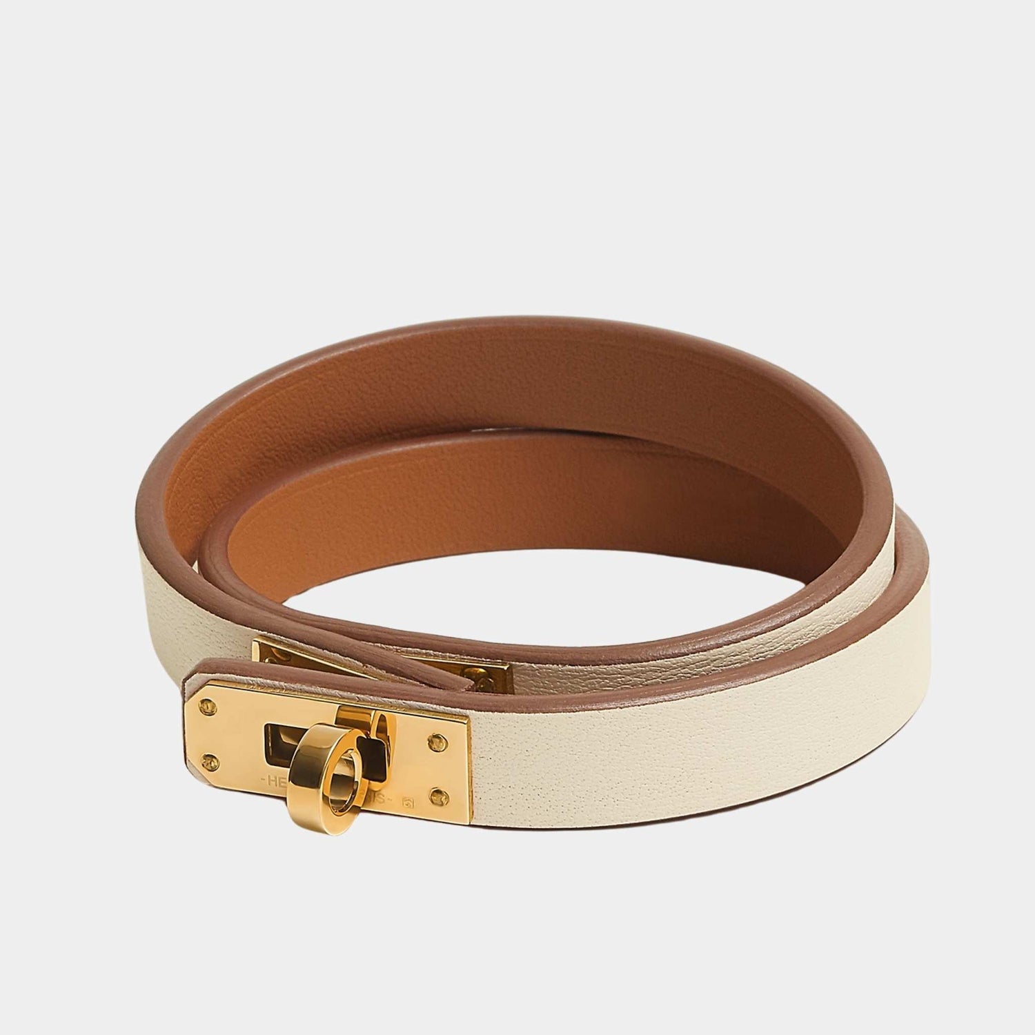 Hermes Mini Kelly Double Tour Bracelet Swift Calfskin, Nata