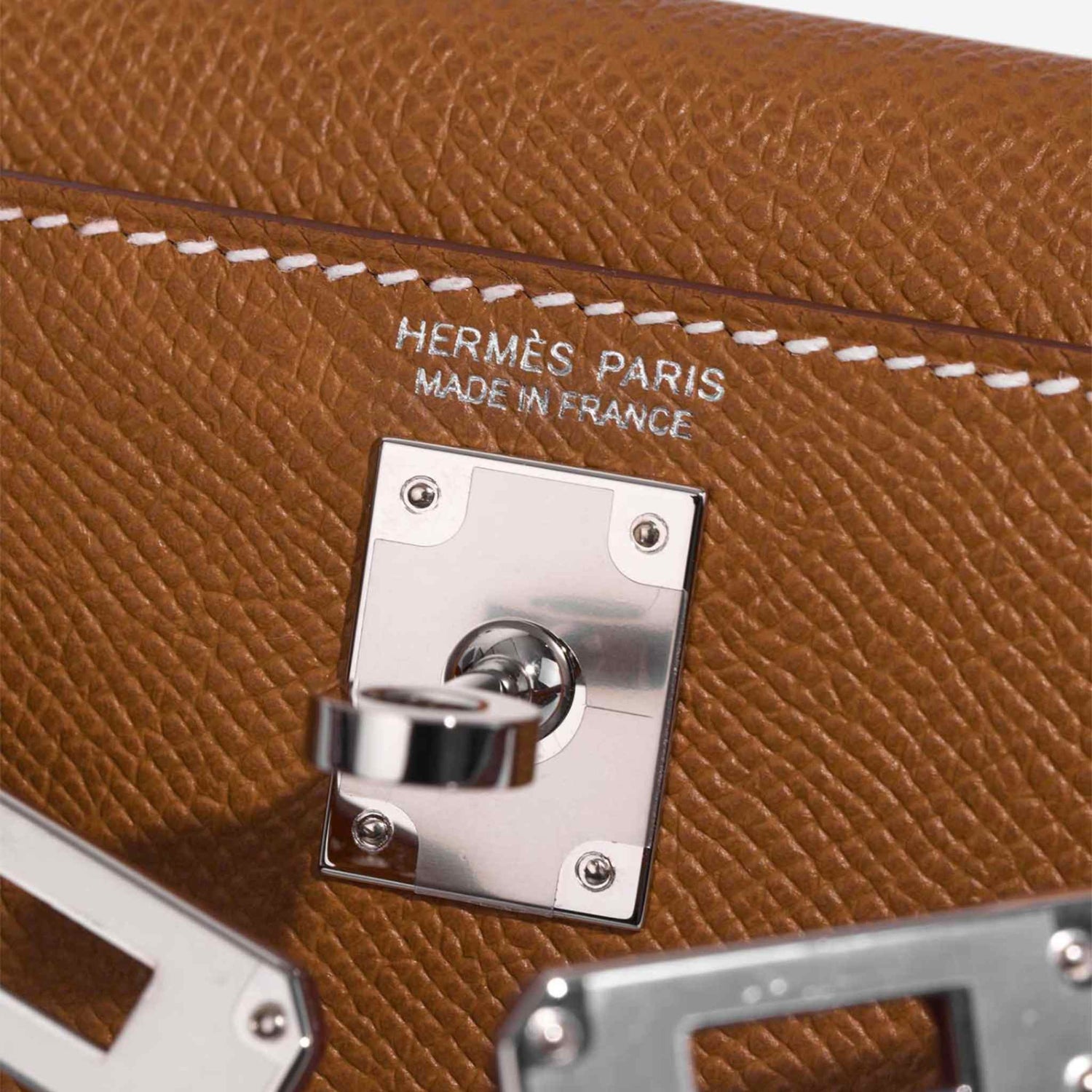 Hermes Mini Kelly Gold PHW, Logo, Closeup