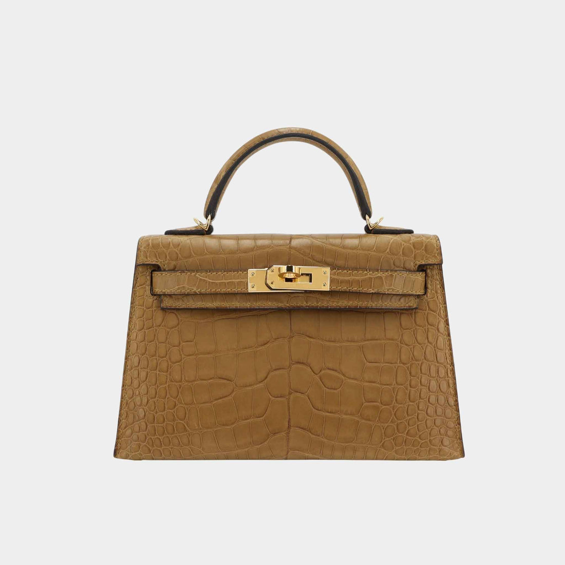 Hermes Mini Kelly II Alligator Kraft GHW, Front