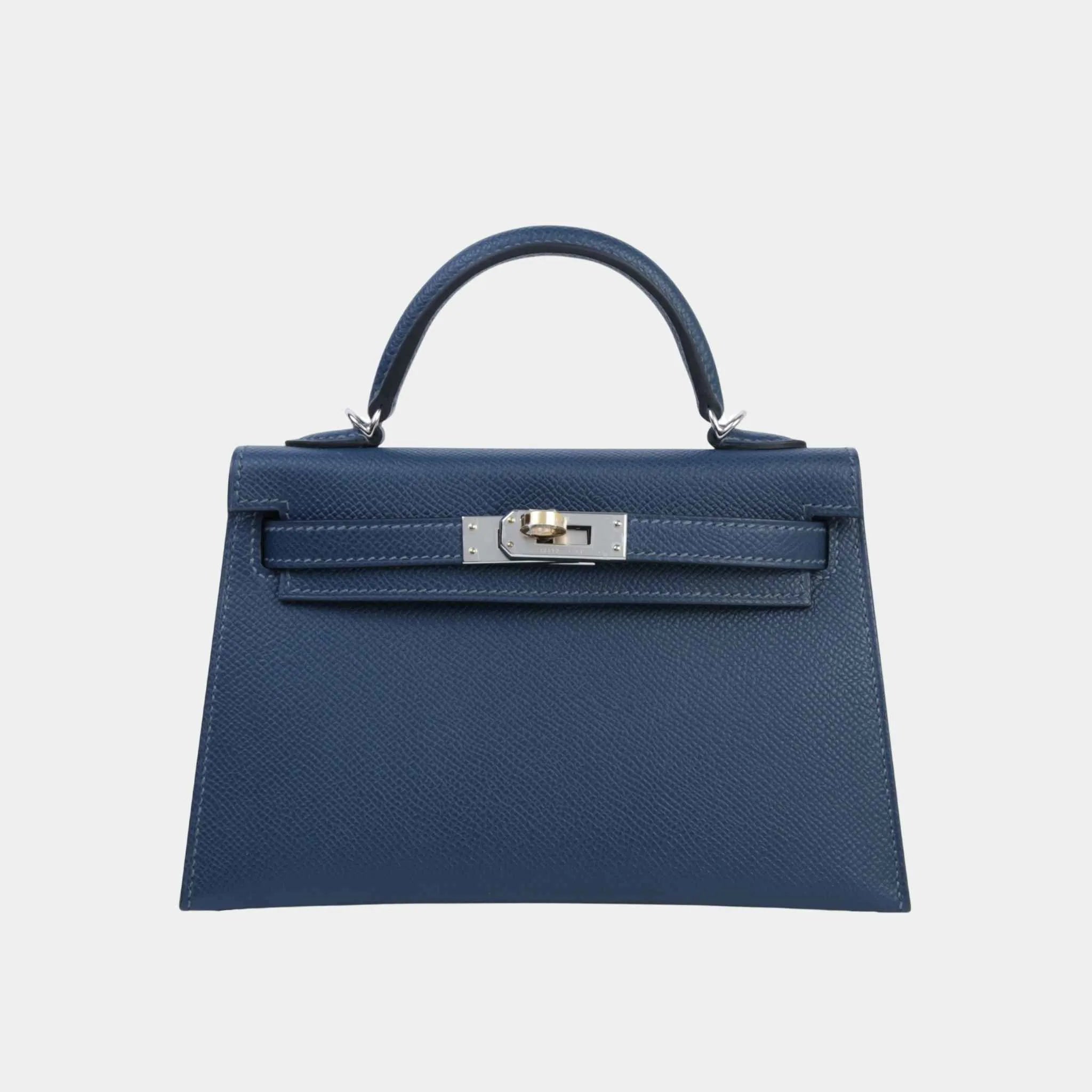 Hermes Mini Kelly II Epsom Bleu de Prusse ELHW, Front