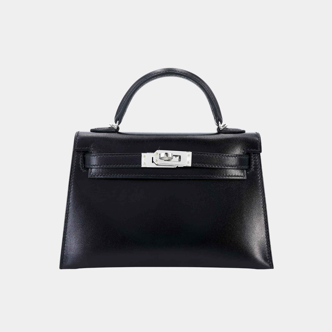 Hermes Mini Kelly II Box-Calf Black PHW, Front