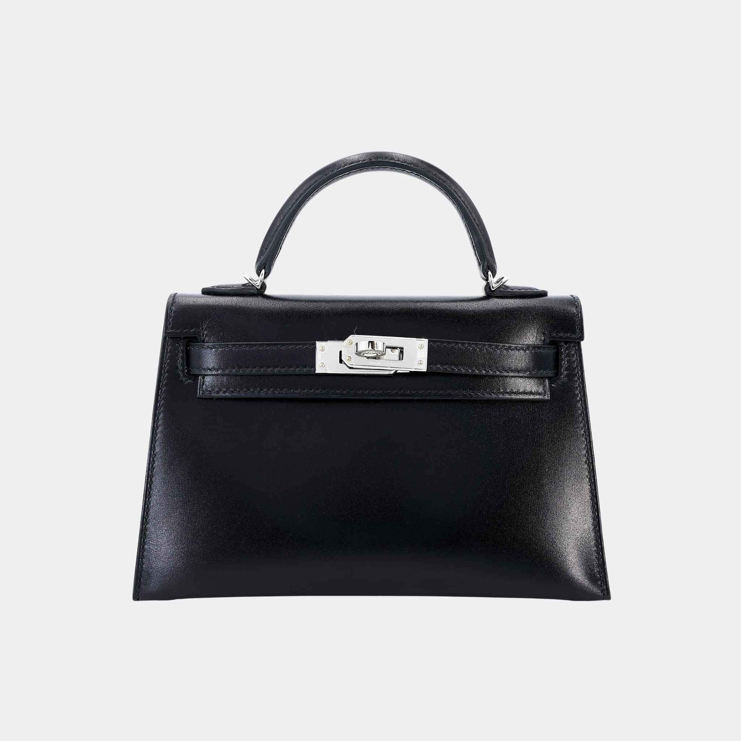 Hermes Mini Kelly II Box-Calf Black PHW, Front