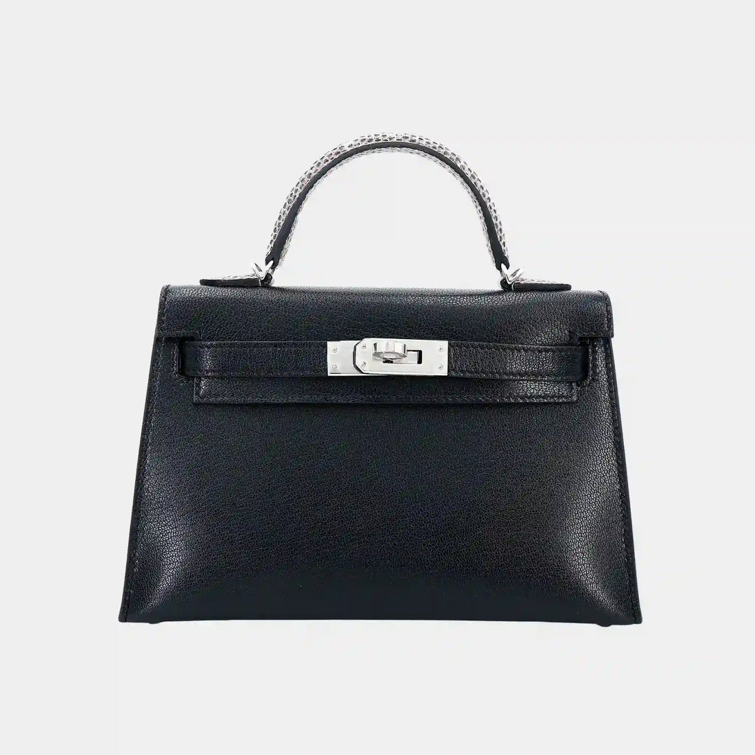 Hermes Mini Kelly II Chamkila-Lizard Black/Ombre PHW, Front