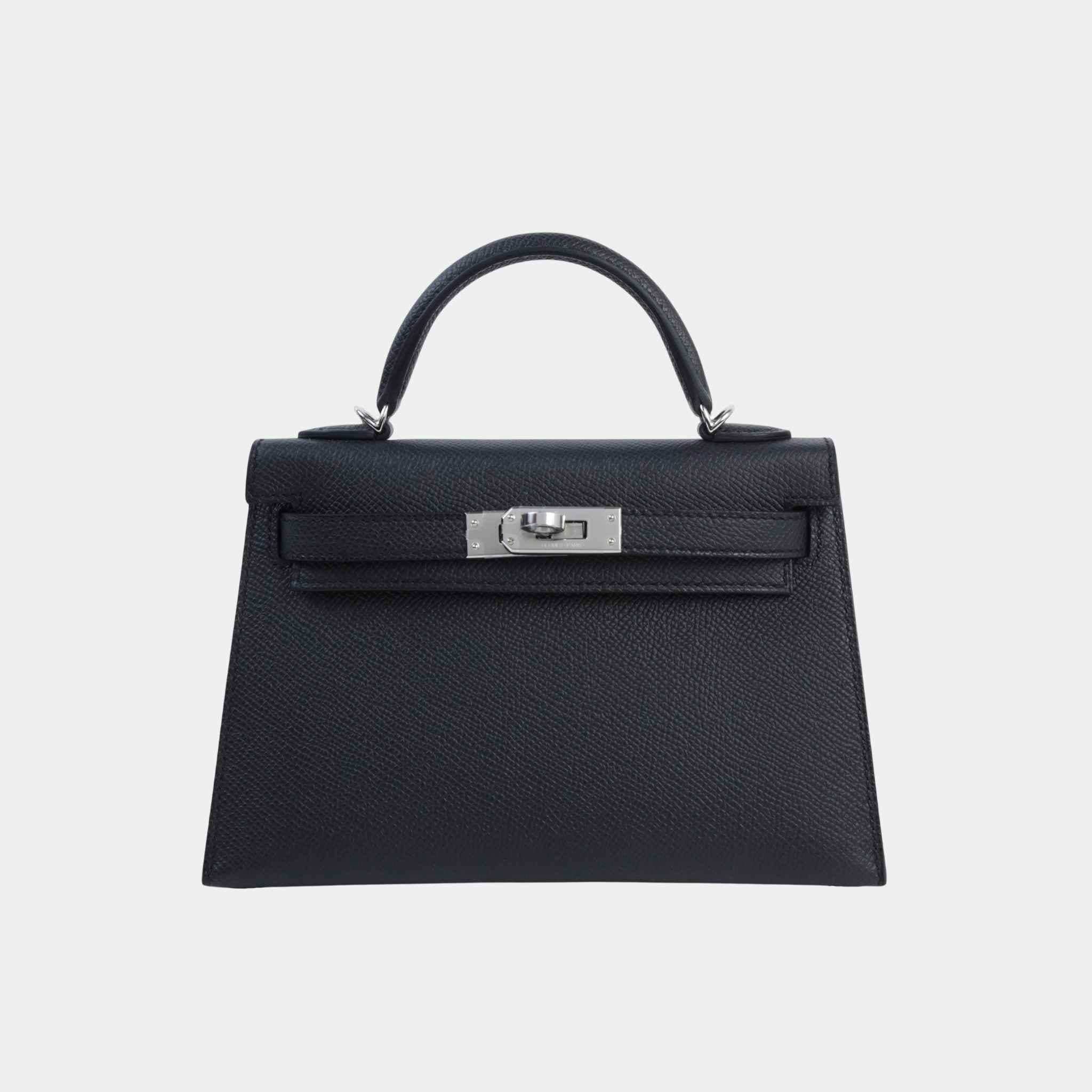 Hermes Mini Kelly II Epsom Black PHW, Front
