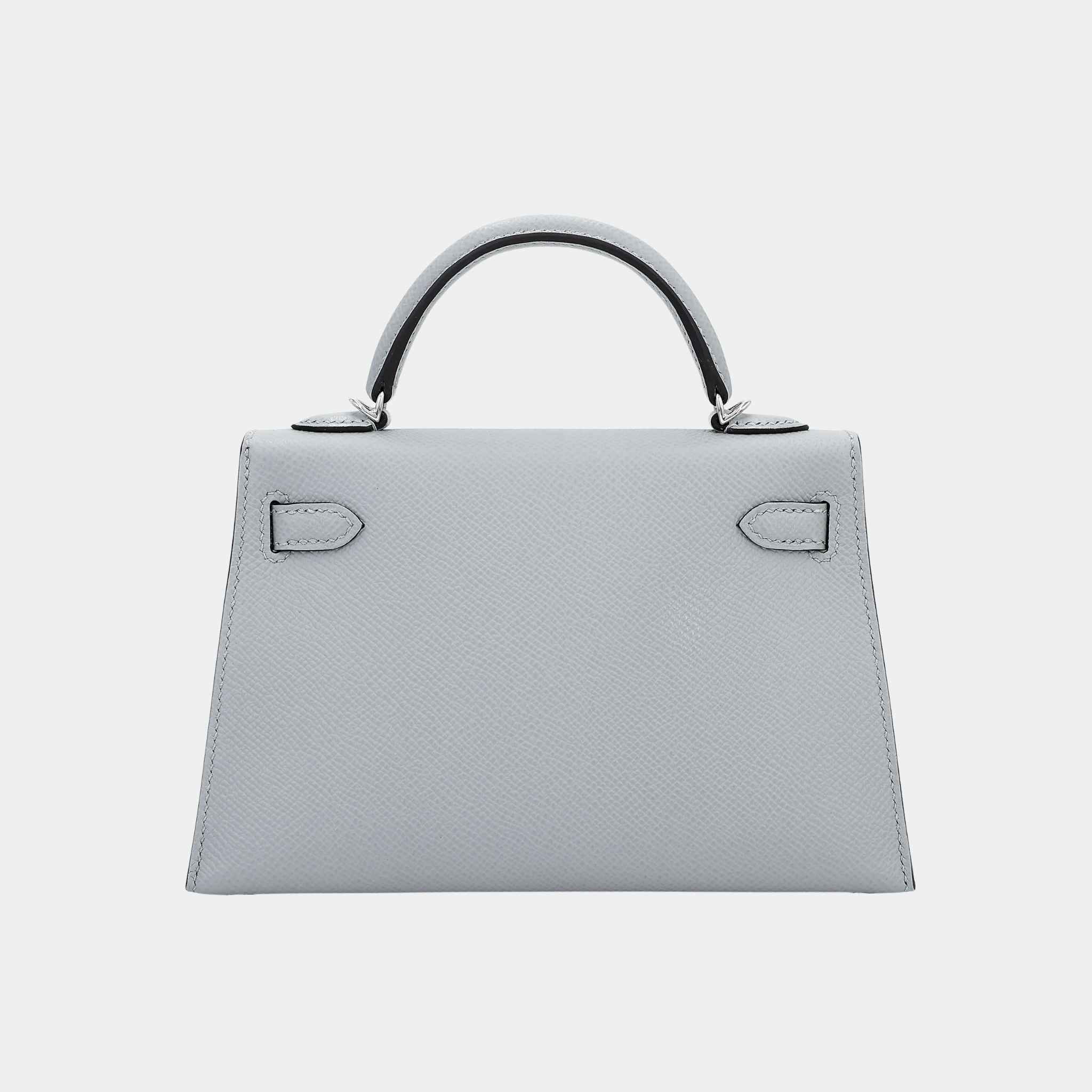 Hermes Mini Kelly II Epsom Bleu Glacier PHW, Back