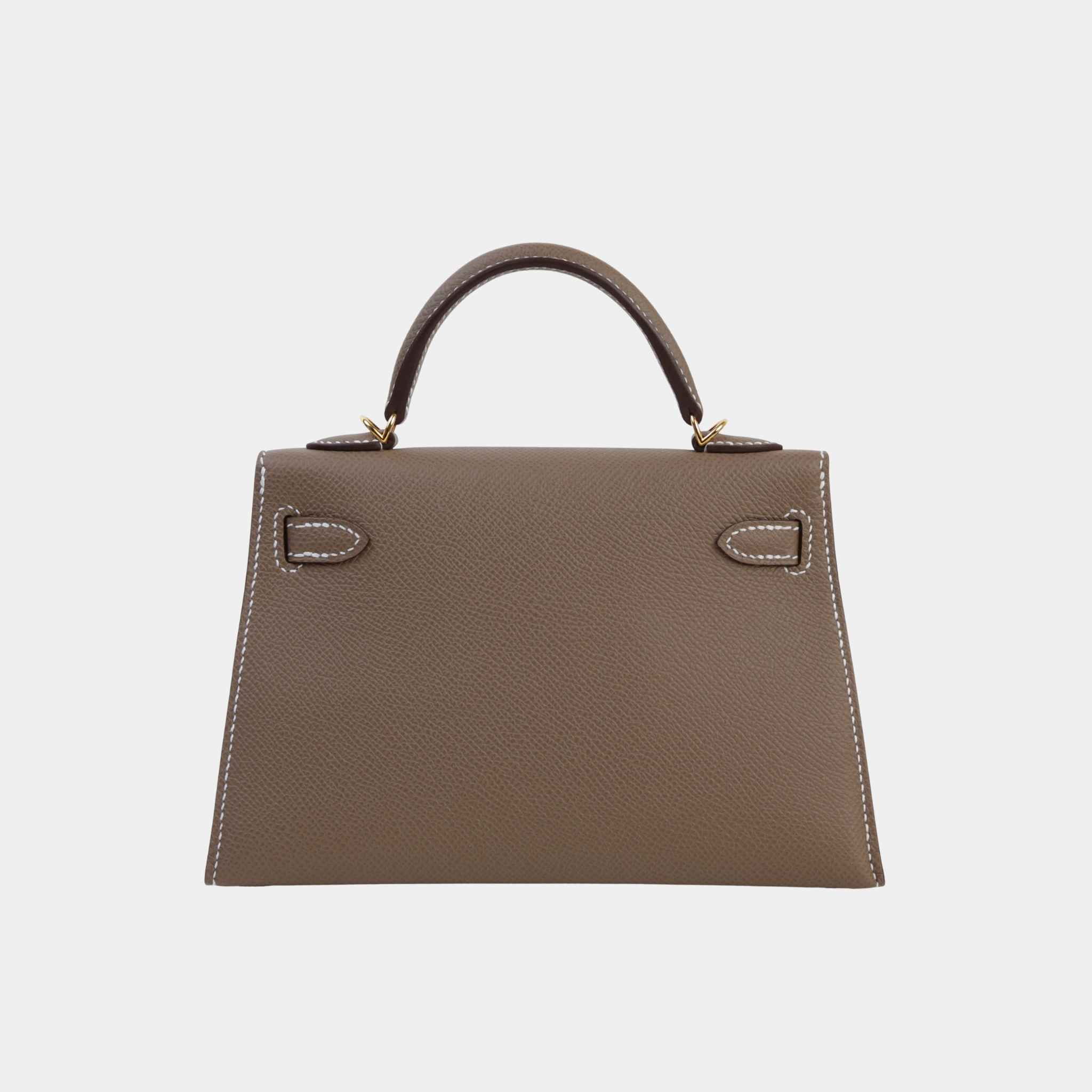 Hermes Mini Kelly II Epsom Etoupe GHW, Back