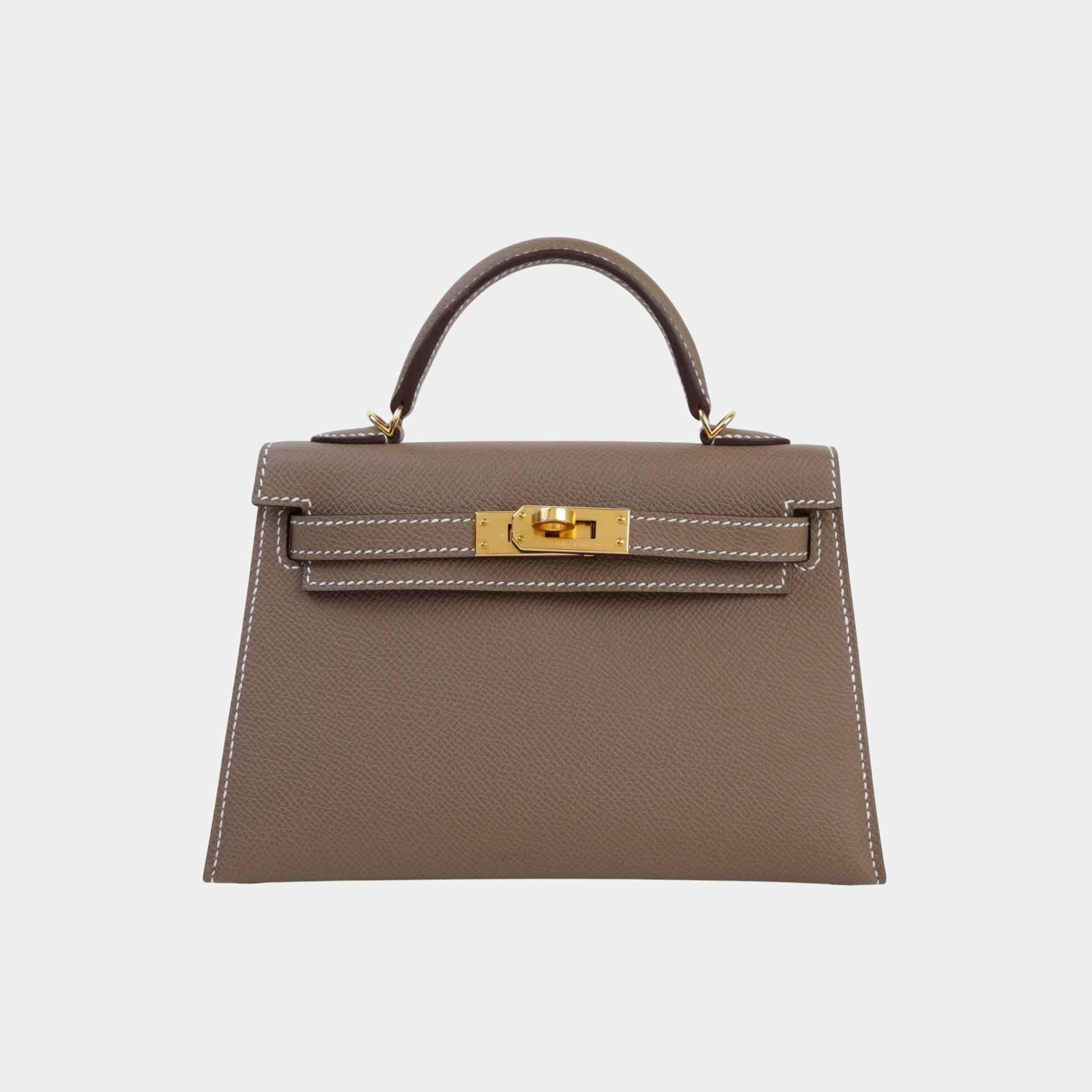 Hermes Mini Kelly II Epsom Etoupe GHW, Front